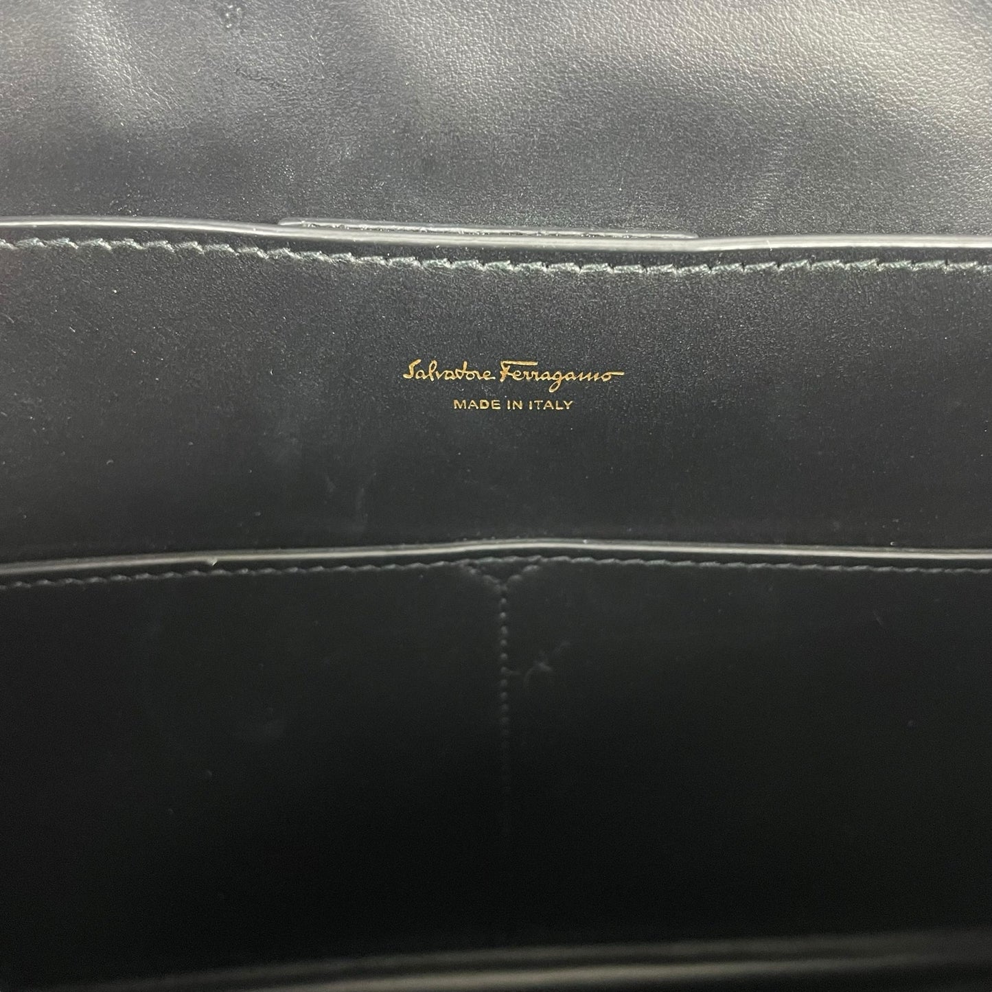 Salvatore Ferragamo Large Margot Gancini Leather Top Handle Bag Black