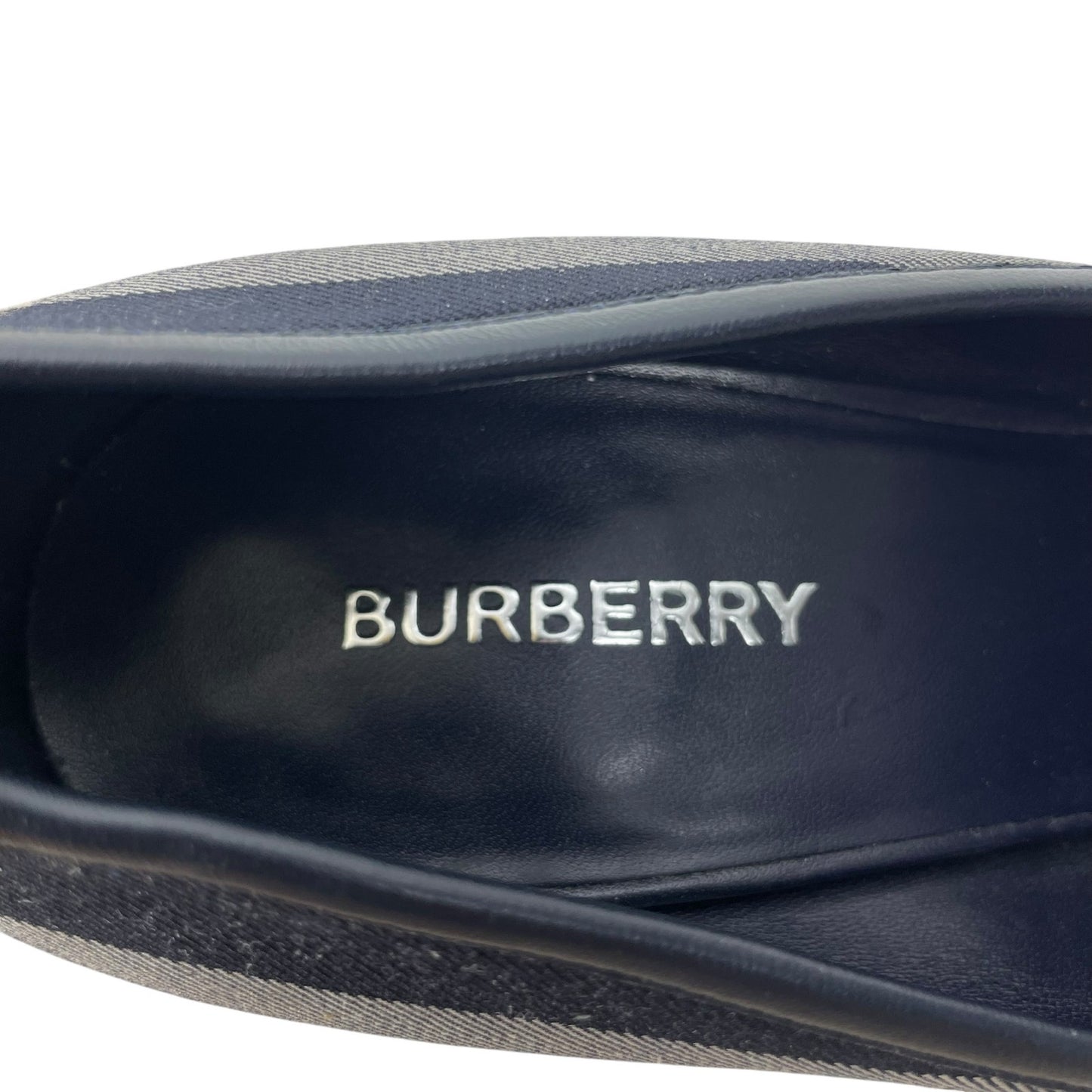 Burberry Aubri Nova Check Pointed Toe Pumps Dark Charcoal Blue Size 39