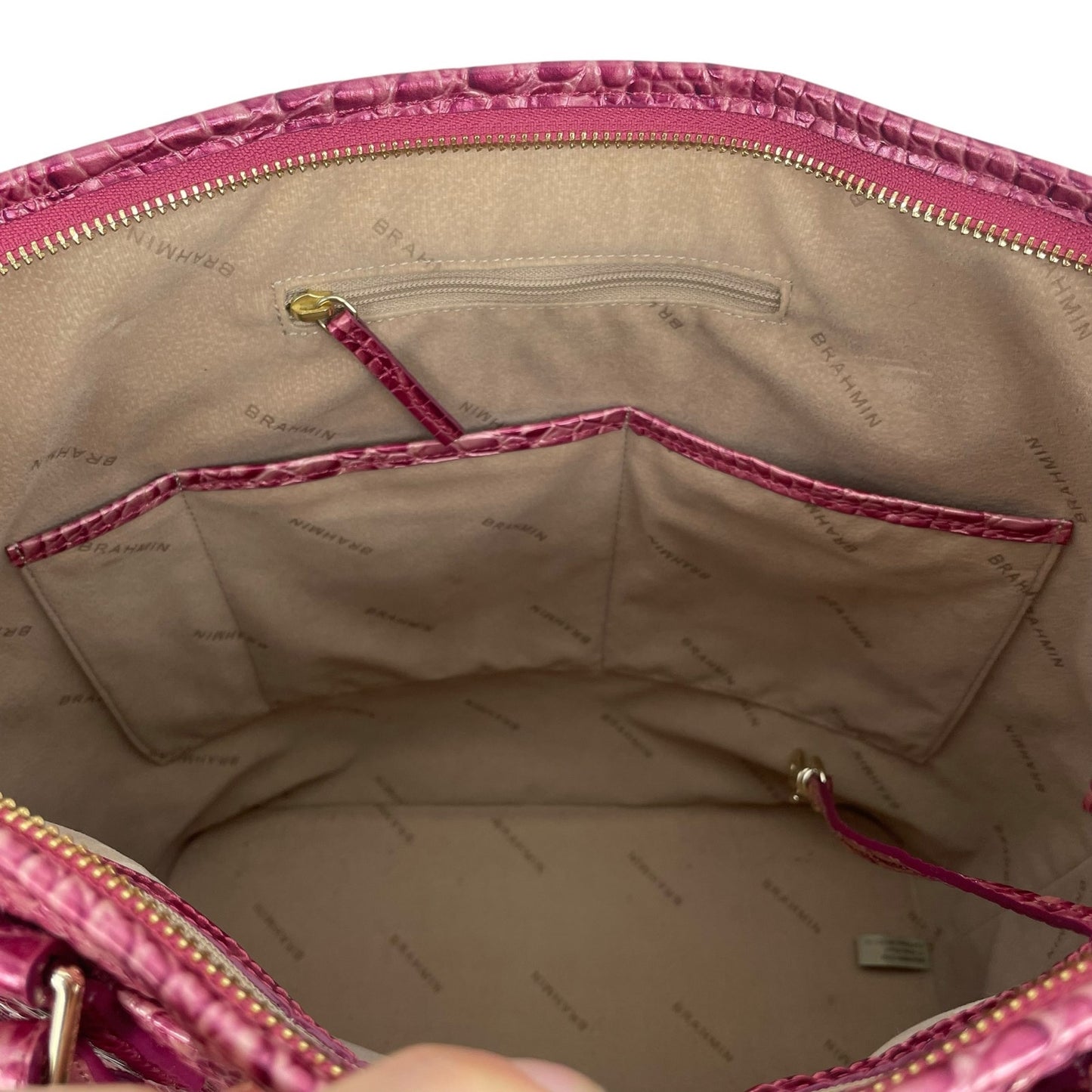 Brahmin Asher Tote Bag Shoulder Bag Magenta Ombre Melbourne Leather Pink