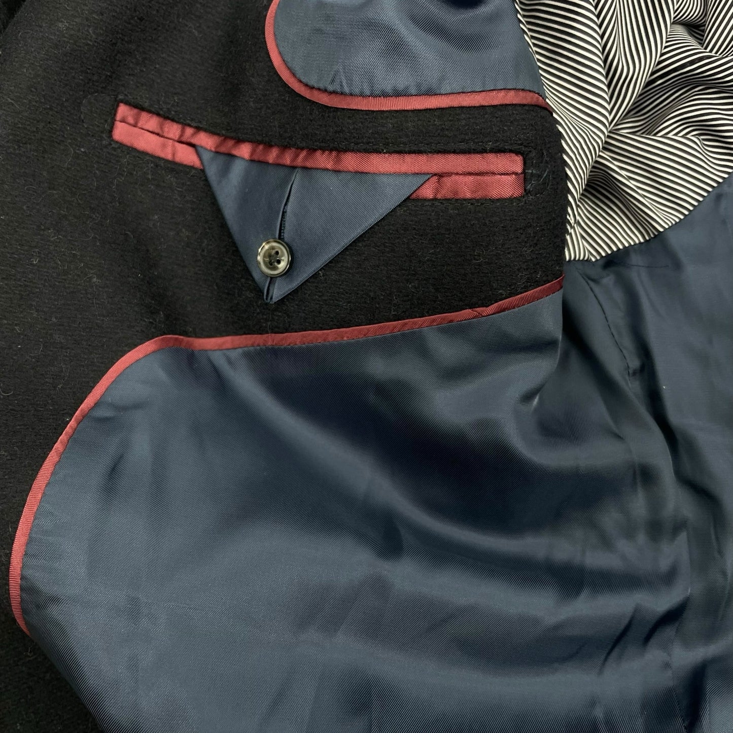 Lands' End Wool Blend Single Breasted Long Top Coat Black Men Size L Reg