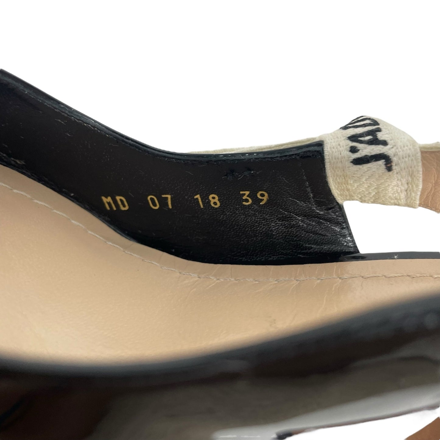 Christian Dior J'Adior 100 Slingback Pumps Patent Leather Black Size 39