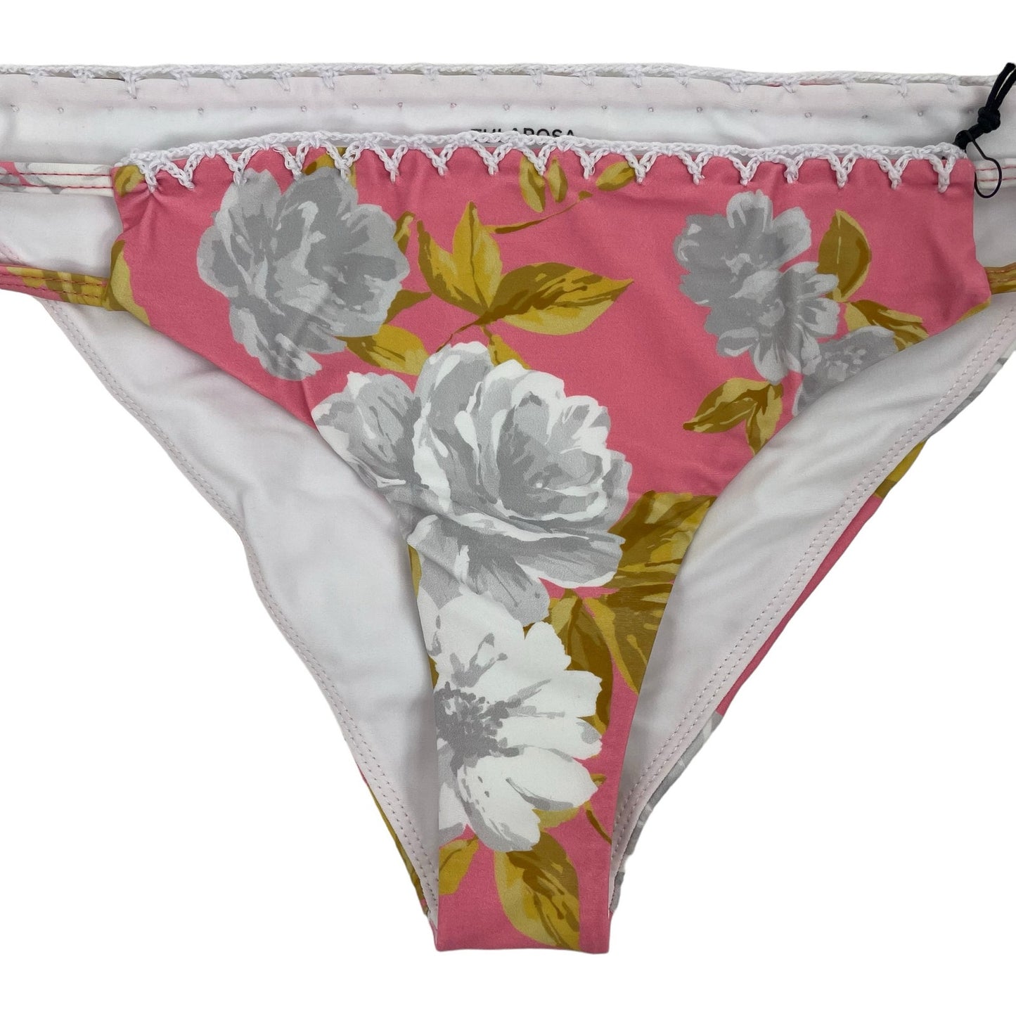 Tularosa Mateo Floral Swim Bikini Bottom Side Cutout Pink Size M