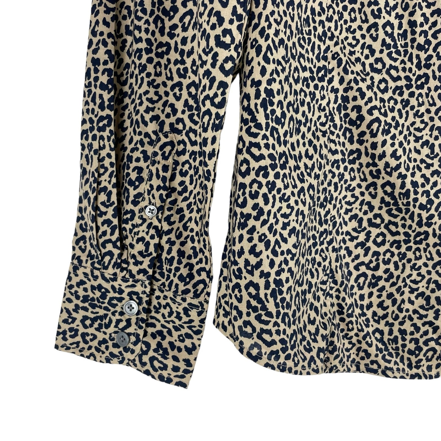 J. Crew Factory Animal Print Cotton Shirt in Signature Fit Blue Size M