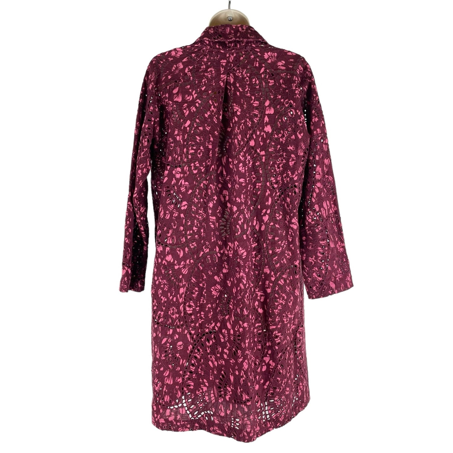 Johnny Was Zaragoza Linen Lace Double Breasted Trench Coat Red Size S