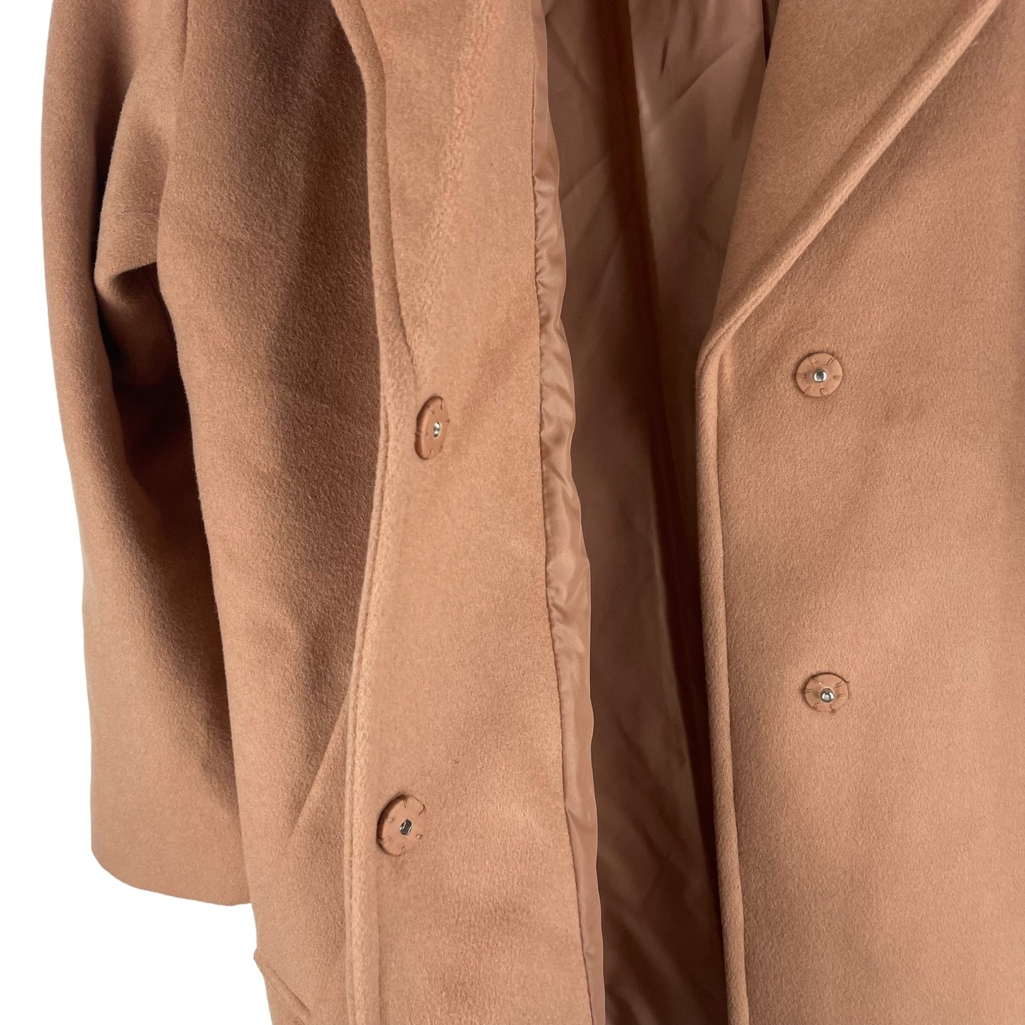 Express Wool Blend Cocoon Coat Snap Button Camel Tan Size L