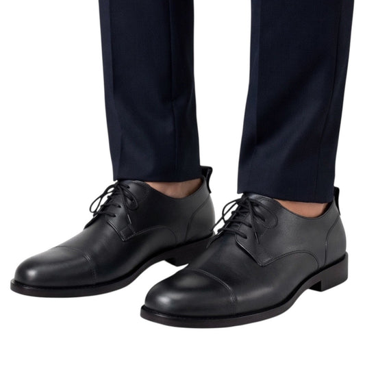 Valentino Garavani Black Derby Divise Leather Shoes Lace Up Size 42/ 9