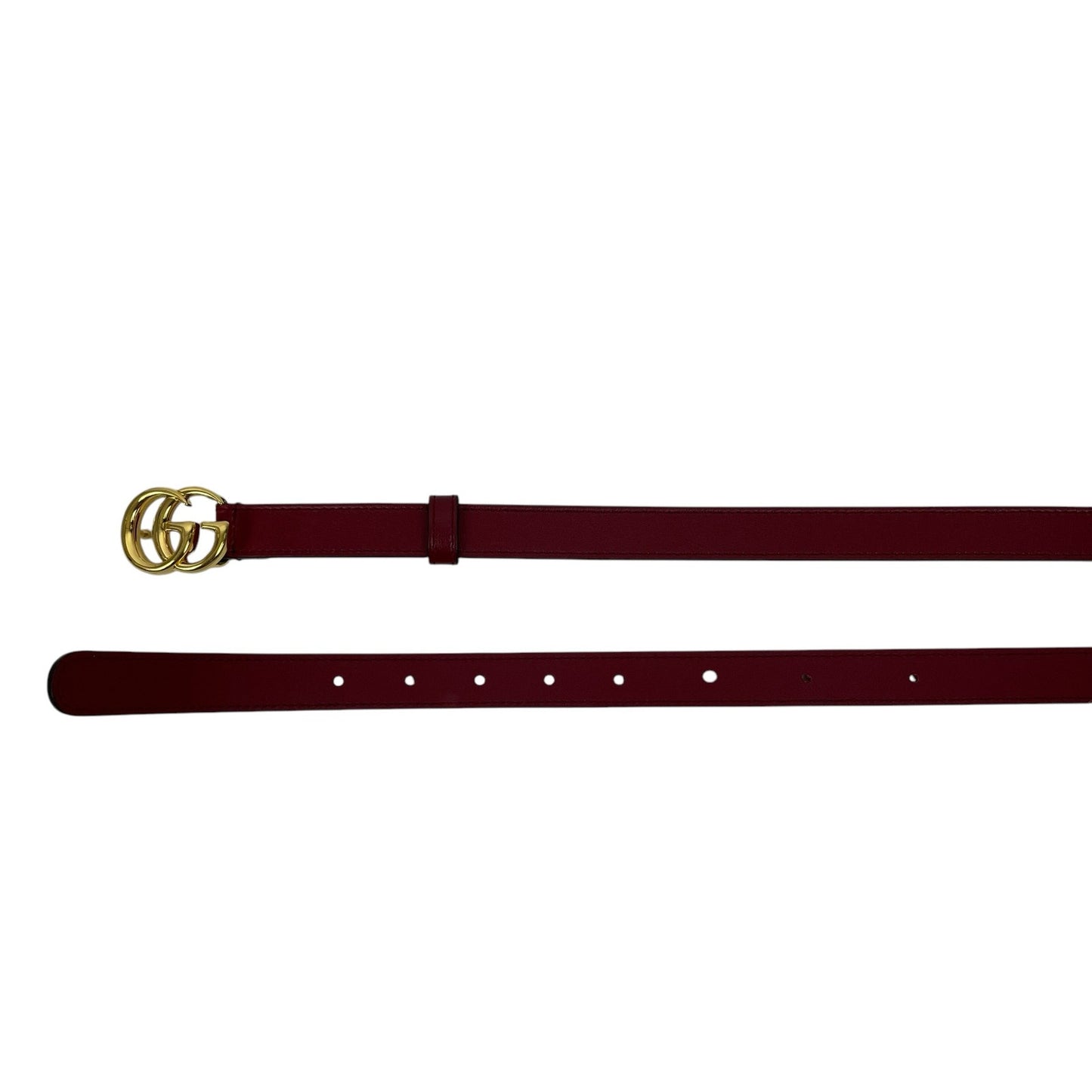 Gucci GG Logo Marmont Thin Leather Belt Rosso Ancora Red Size 100/40