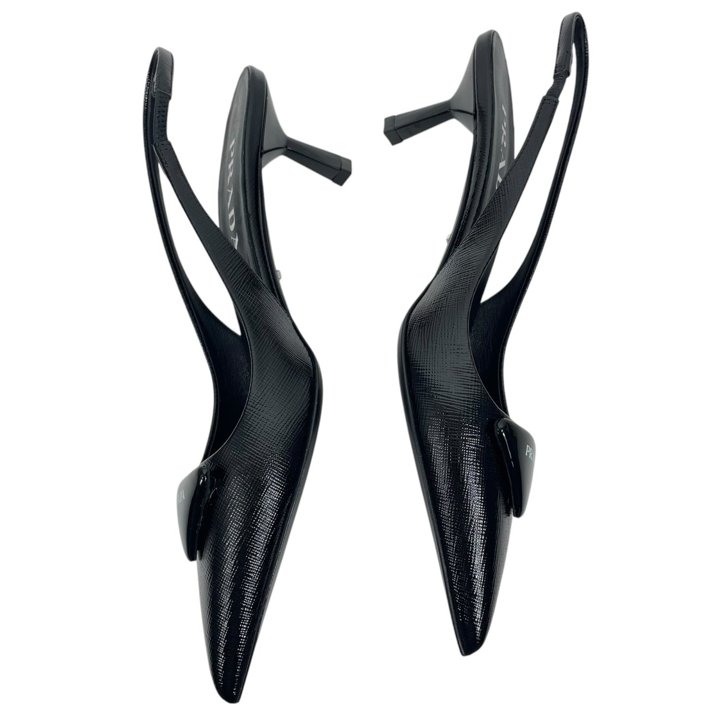 Prada Modellerie Pointed Toe Leather Slingback Pumps Black Size 36.5
