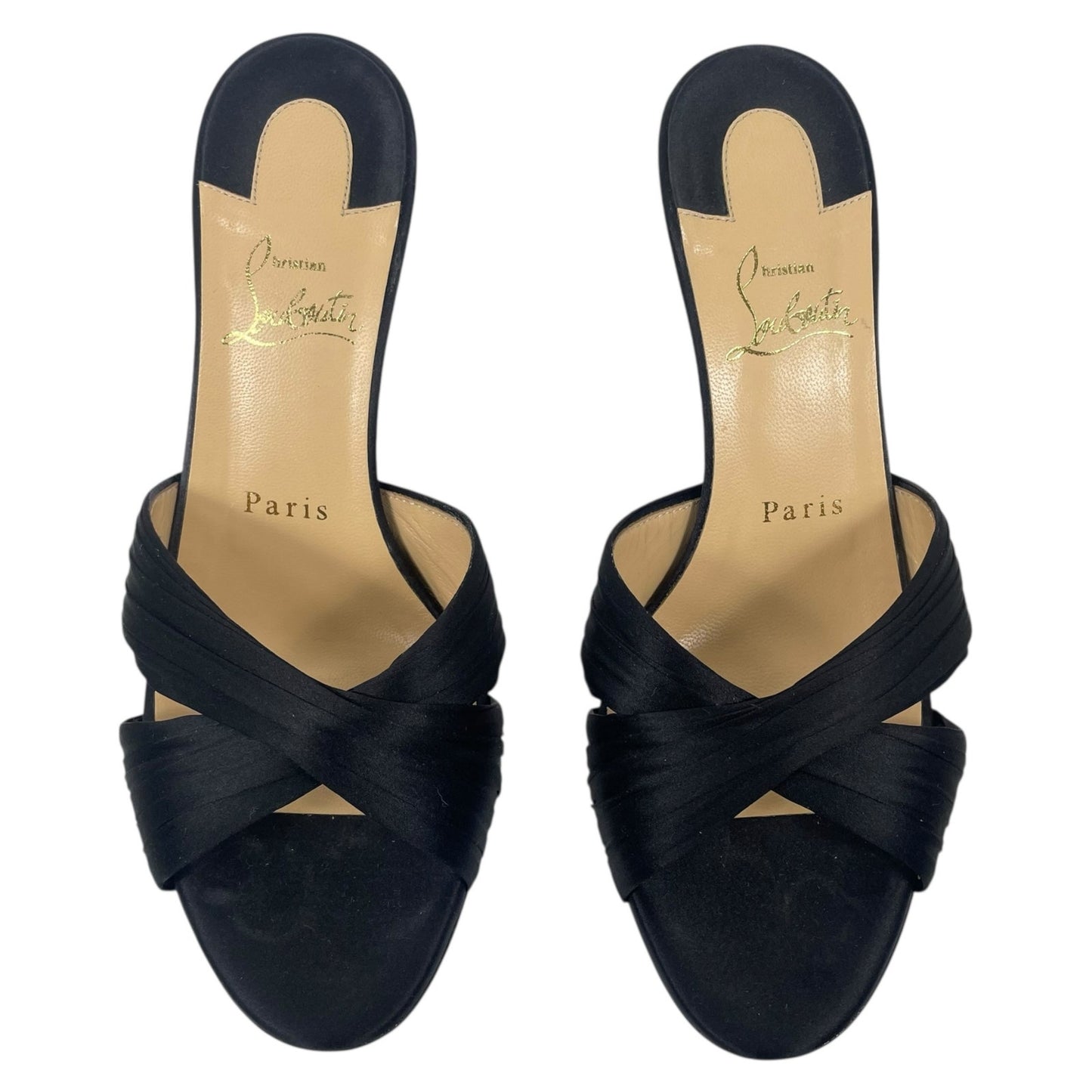 Christian Louboutin Nicol is Back 85 Crepe Satin Mule Sandal Size 37.5