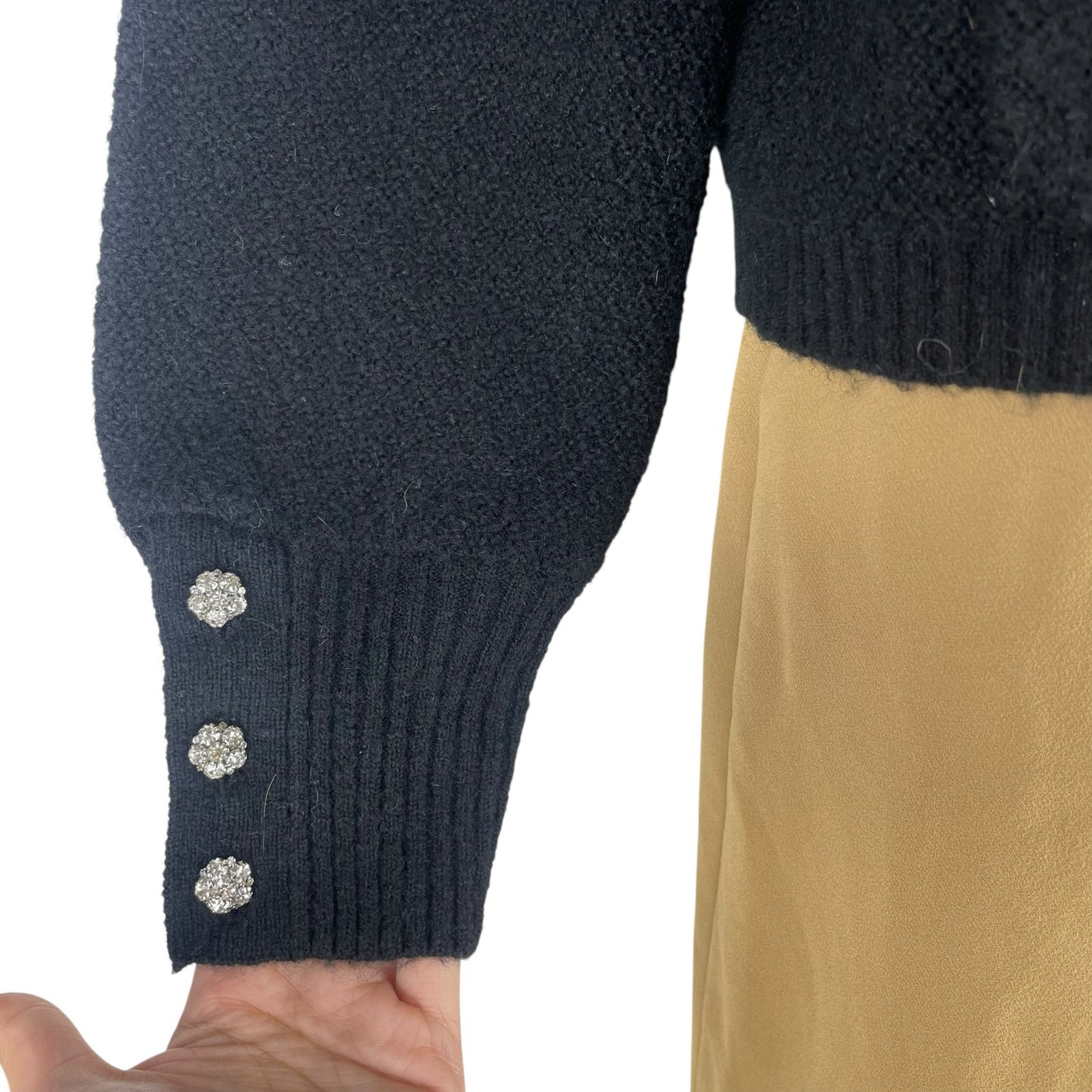 J. Crew Odette Sweater Lady Jacket with Jewel Buttons Black Size M