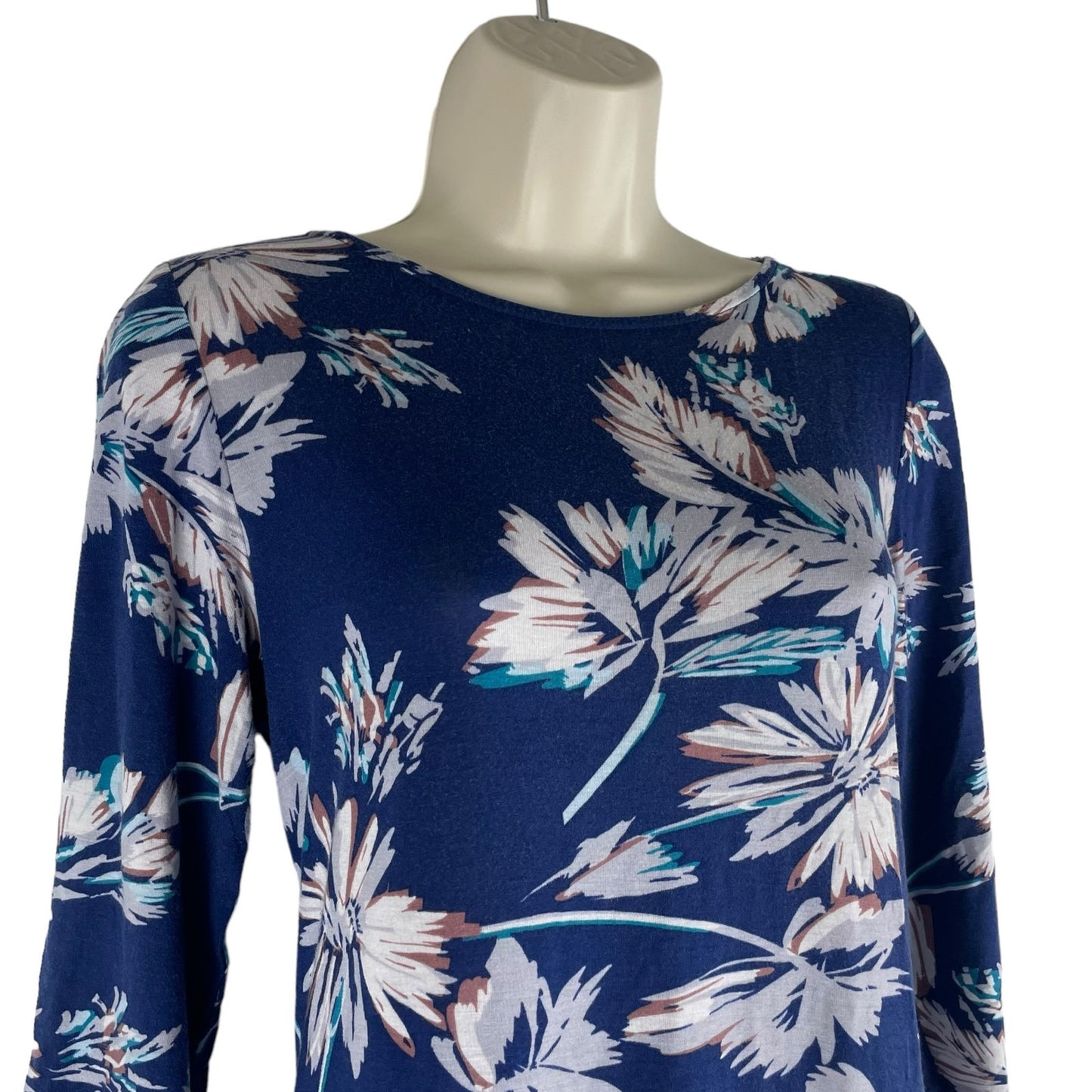 Yumi Kim Alice Floral Printed Soft Jersey Dress Navy Blue Size M