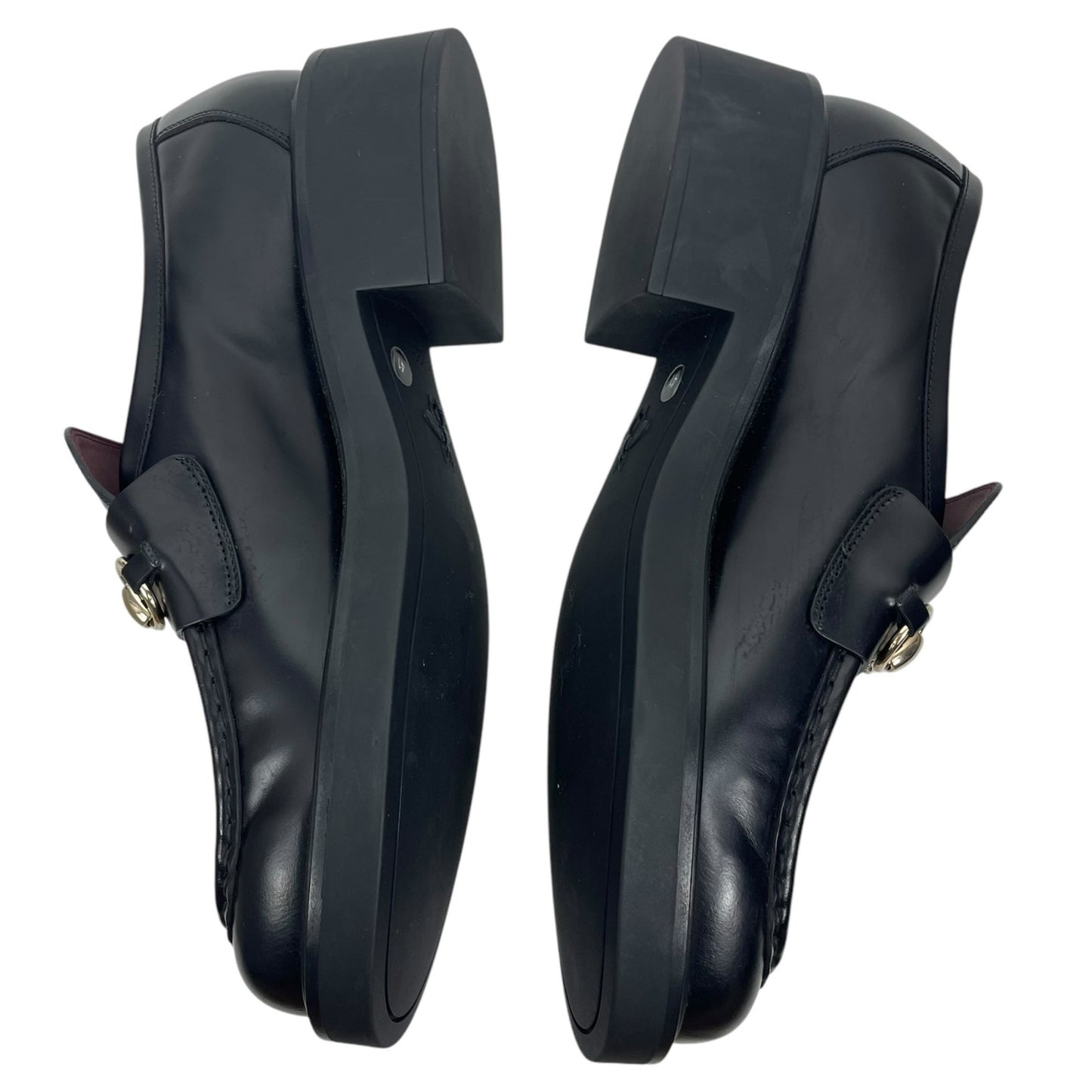 Gucci Lug Sole Leather Loafer with Horsebit Chunky Black Size 41