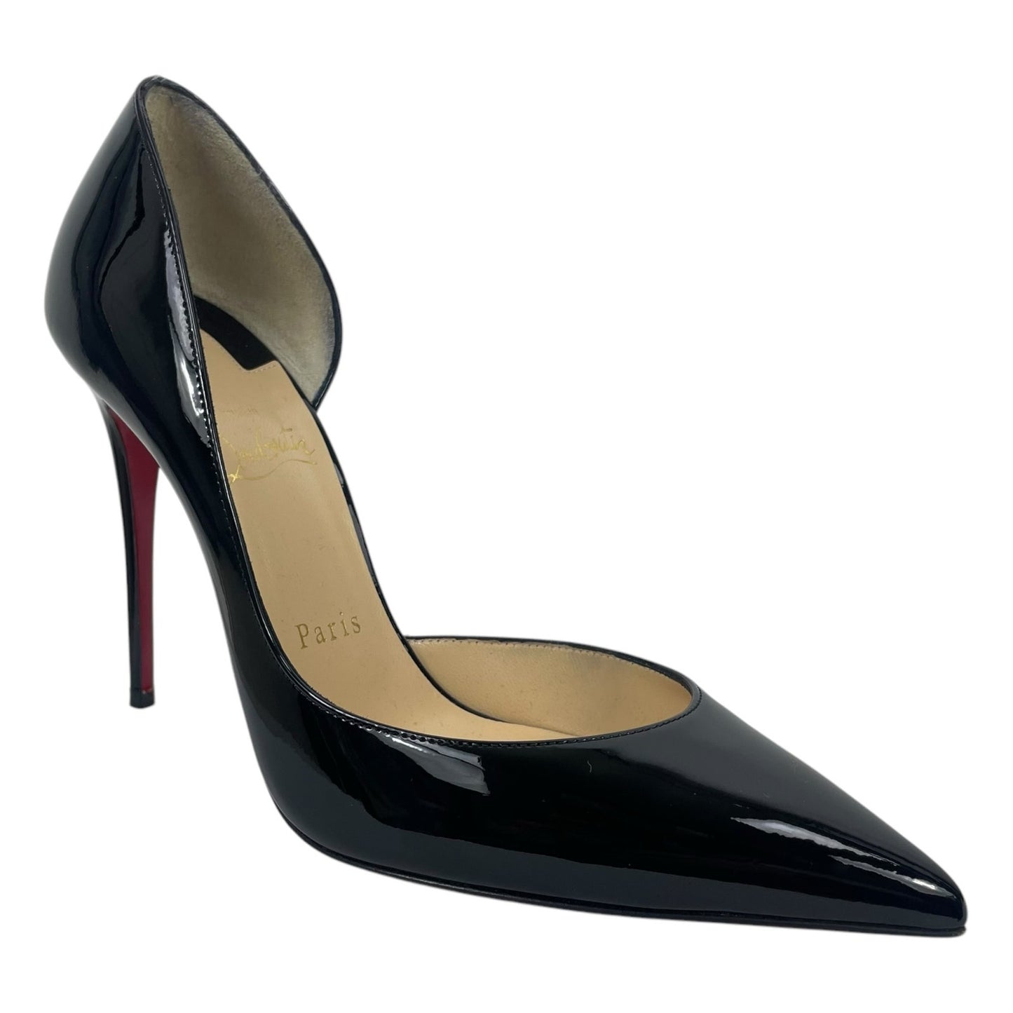 Christian Louboutin Iriza 100 d'Orsay Patent Leather Pump Black Size 37.5