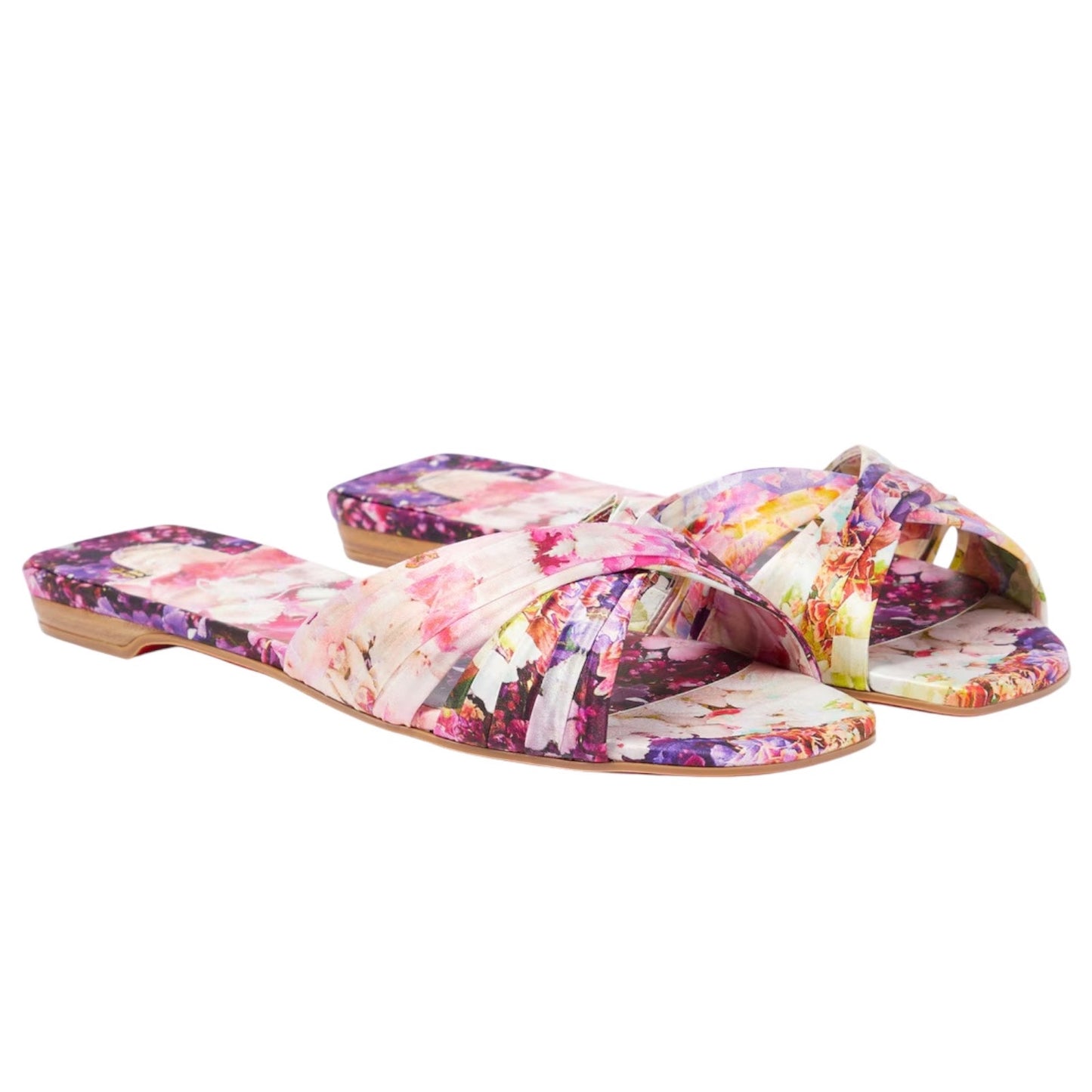 Christian Louboutin Nicol is Back Floral Satin Flat Slide Size 40