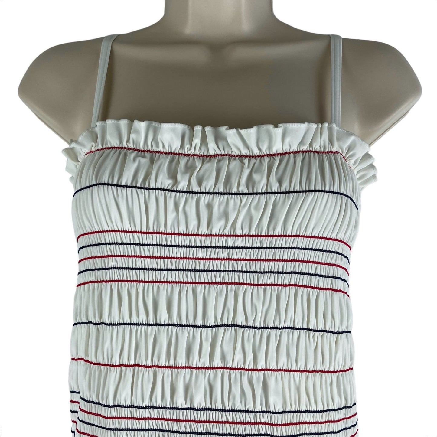 Tory Burch Costa One Piece Swimsuit Striped Ivory White Size S