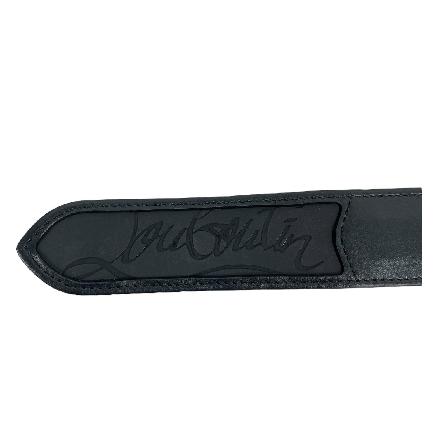 Christian Louboutin Loubi Spike Logo Leather Belt Black Men Size 105/42