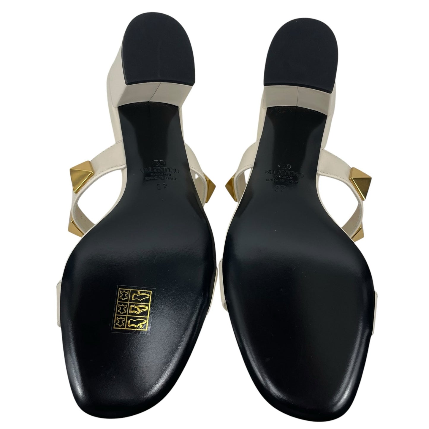 Valentino Gavarani Roman Stud 60mm Calfskin Slide Sandal Ivory Size 37