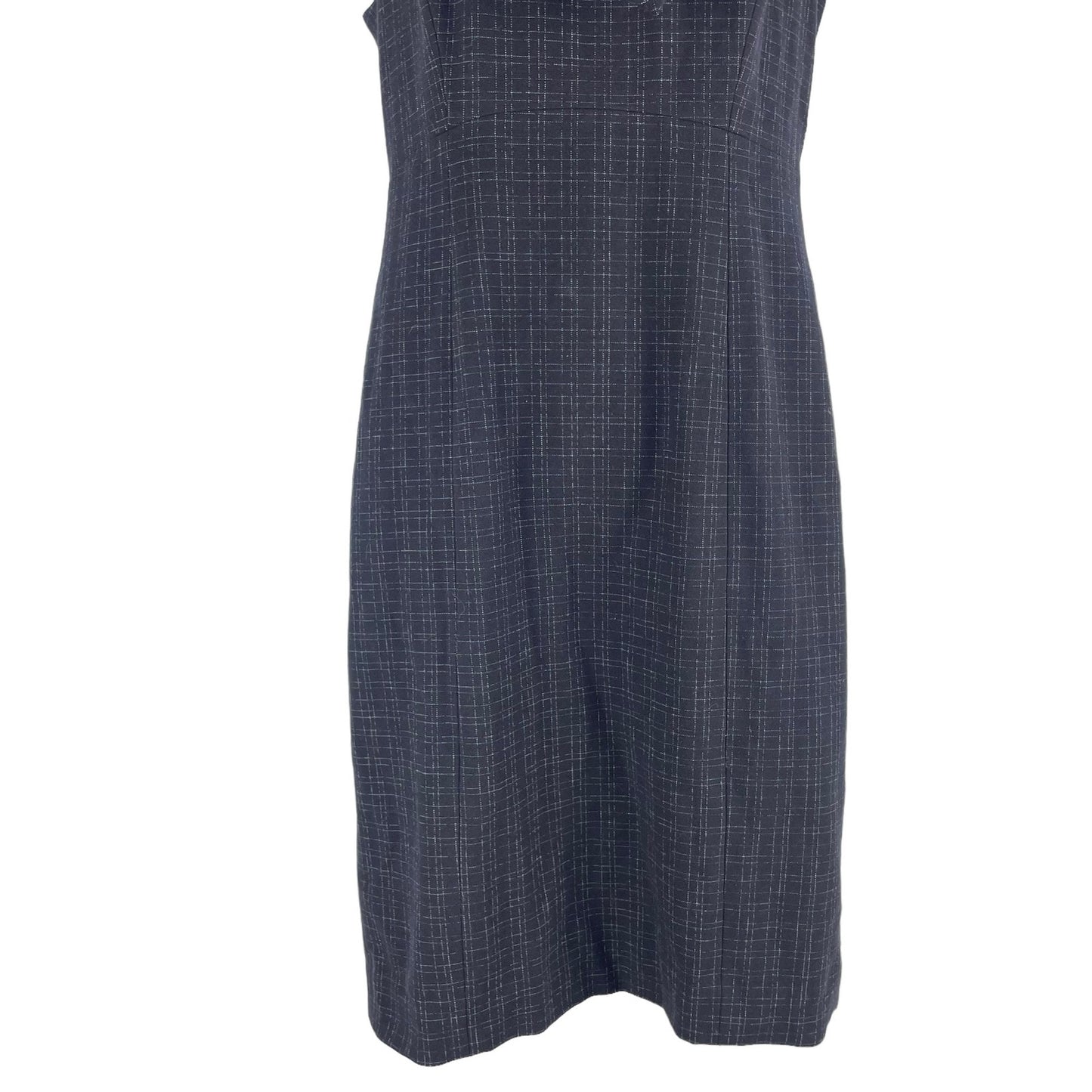Classiques Entier Check Sheath Dress Bow Neck Gray Brown Size 6