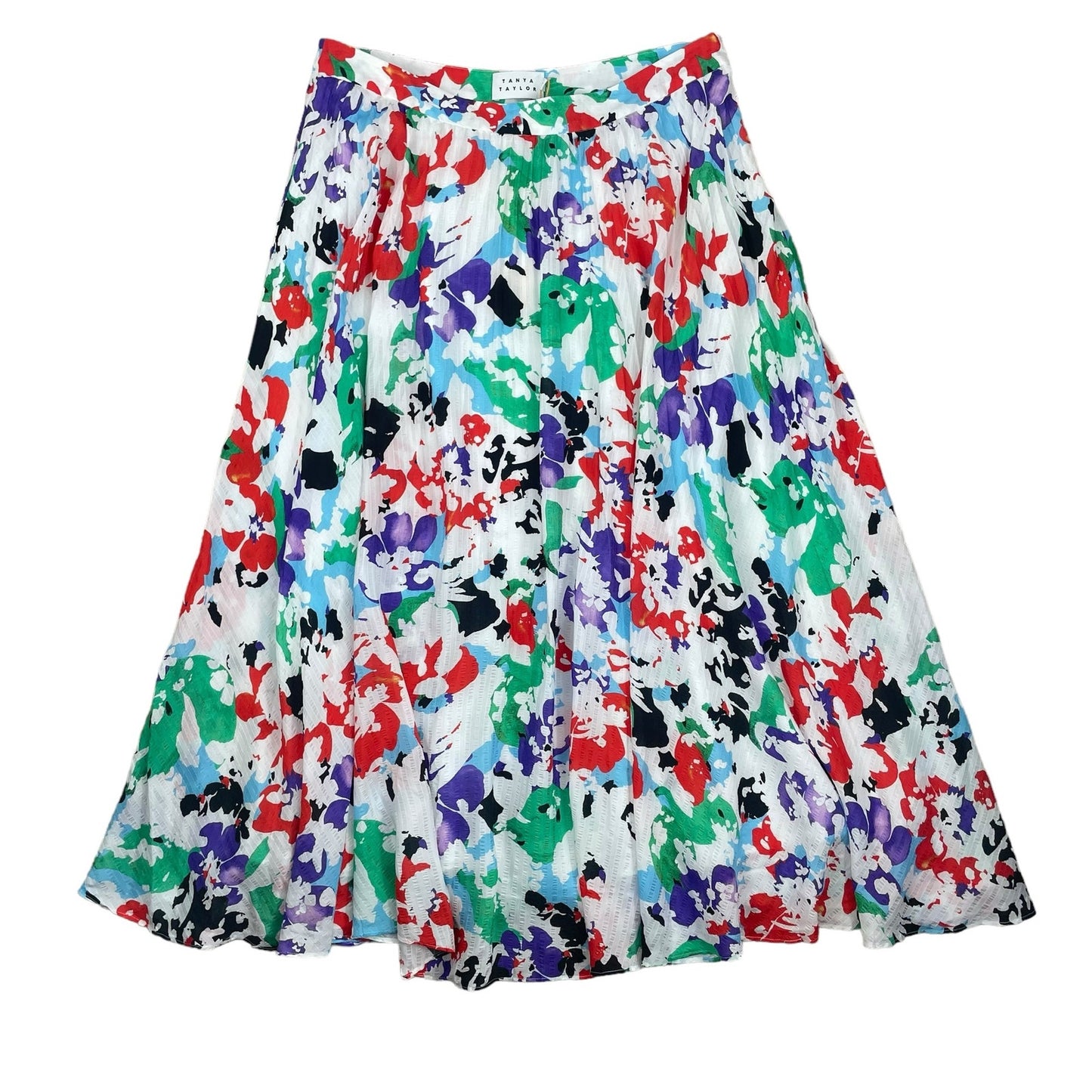 Tanya Taylor Jeana Silk Blend Pleated Midi Skirt Multi Color Size 12