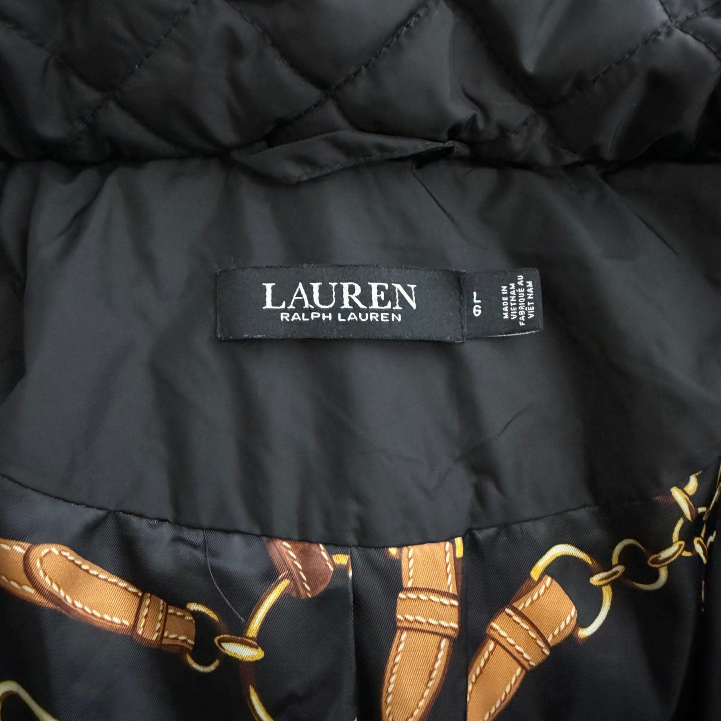 Lauren Ralph Lauren Hooded Quilted Long Coat Black Size L