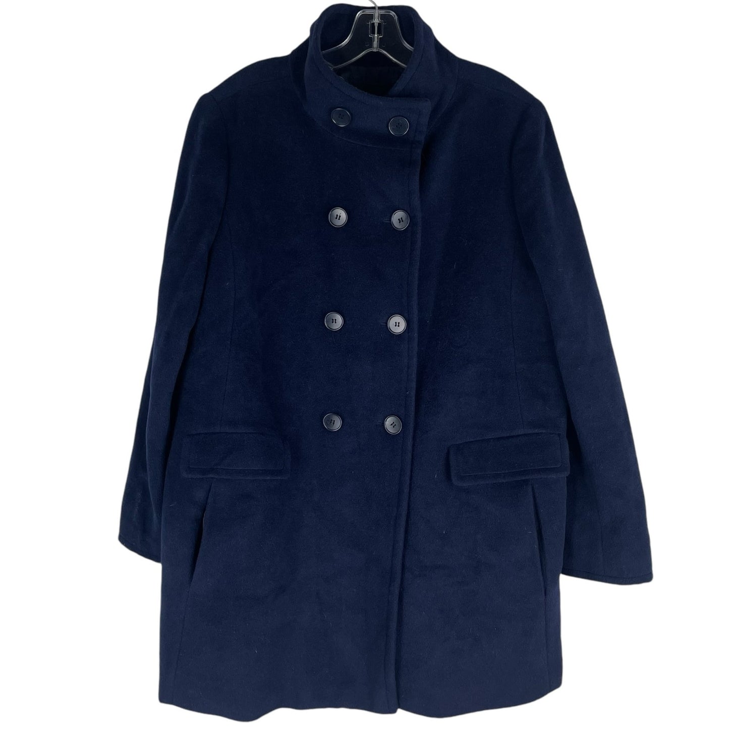 Talbots Wool Alpaca Blend Double Breasted Coat Navy Blue Size 16