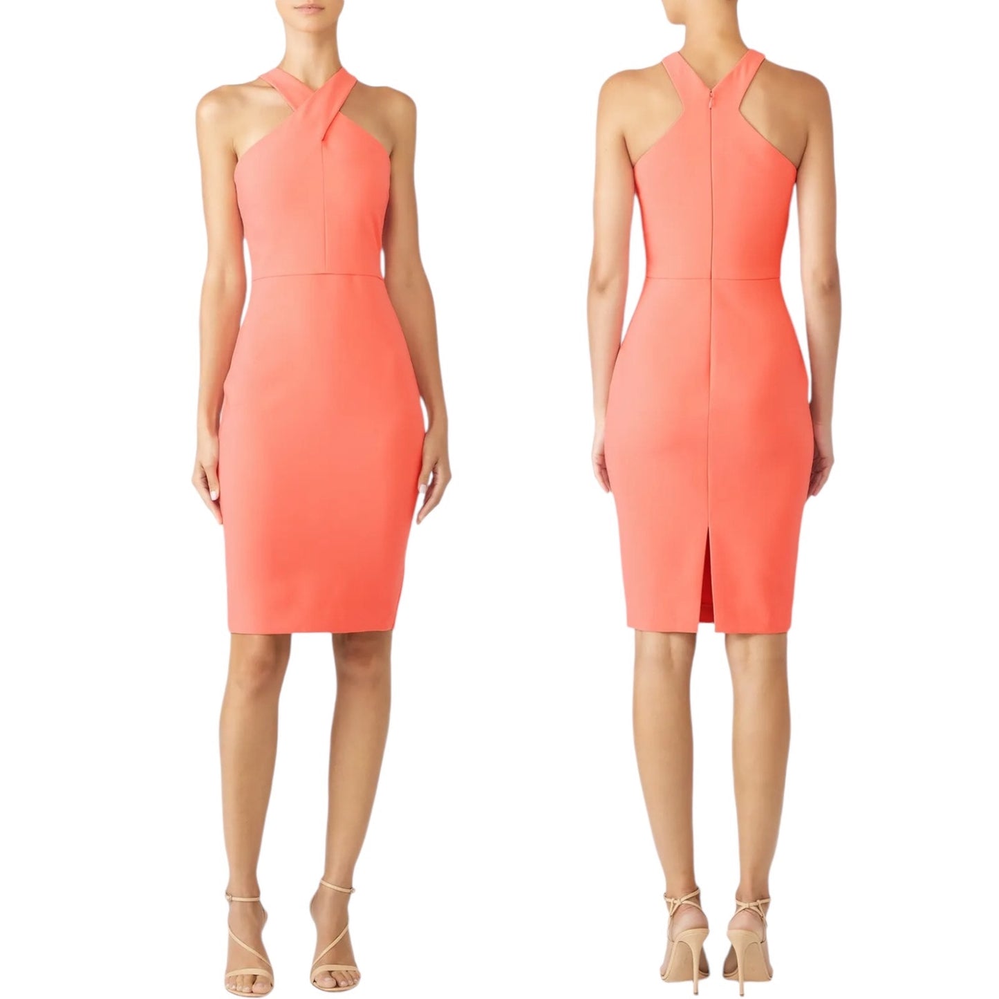 Likely Carolyn Cross Neck Mini Cocktail Dress Cranberry Orange Size 2