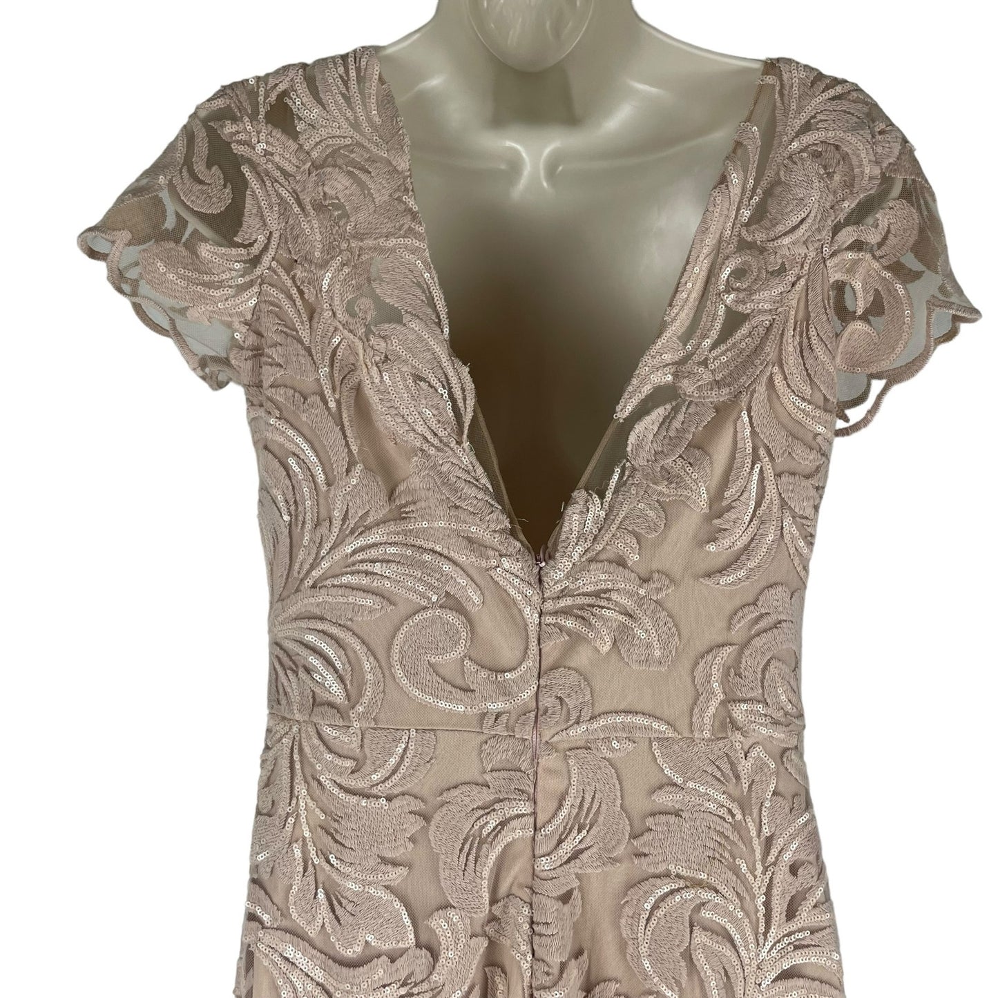 Nicole Bakti Sequin Embroidered Evening Gown Dress Dusty Rose Pink Size 6