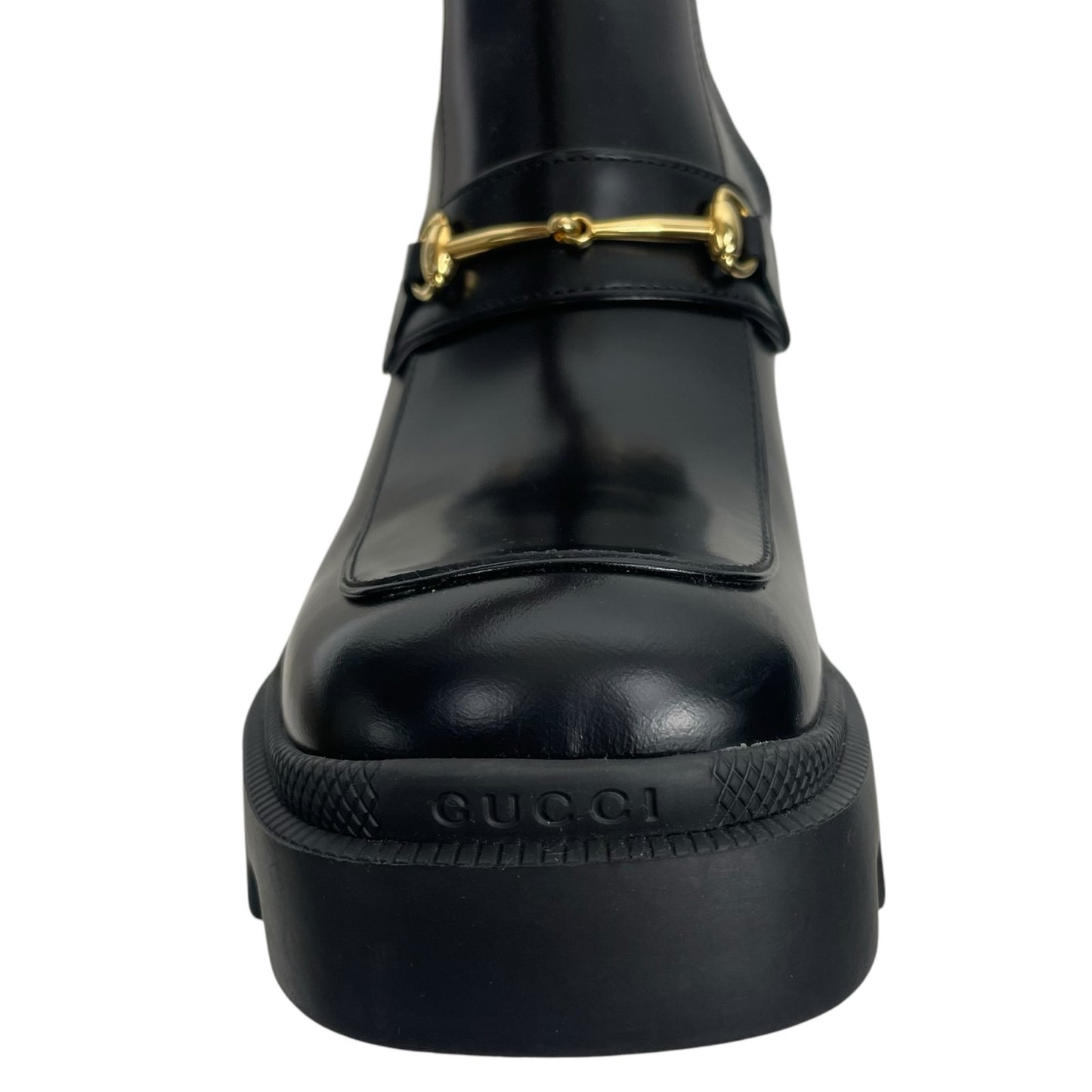 Gucci Magnum Calf Leather Horsebit Lug Sole Boots Black Size 40