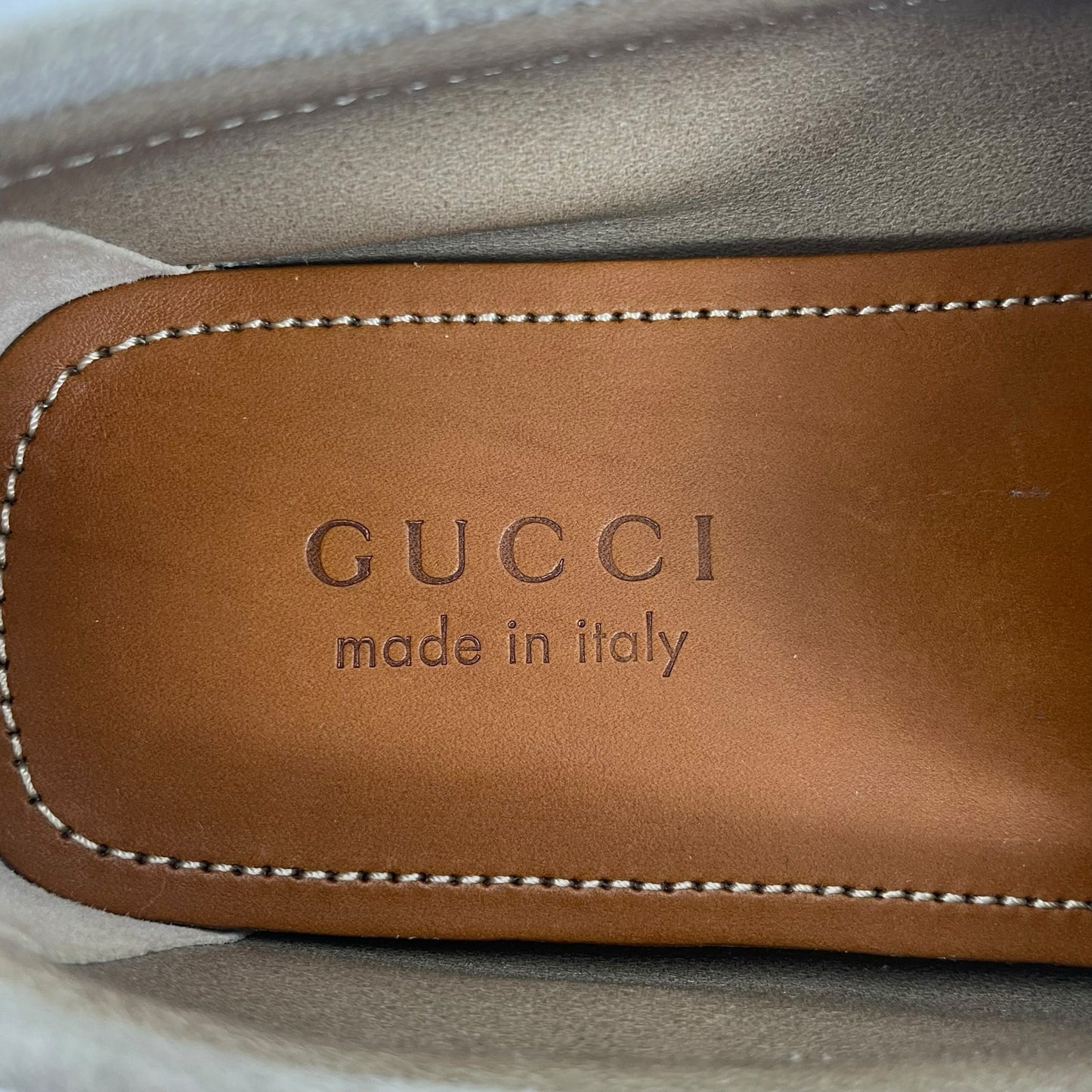 Gucci Horsebit Suede Driver Loafers Moccasin Oatmeal Beige Size 8 US 8.5