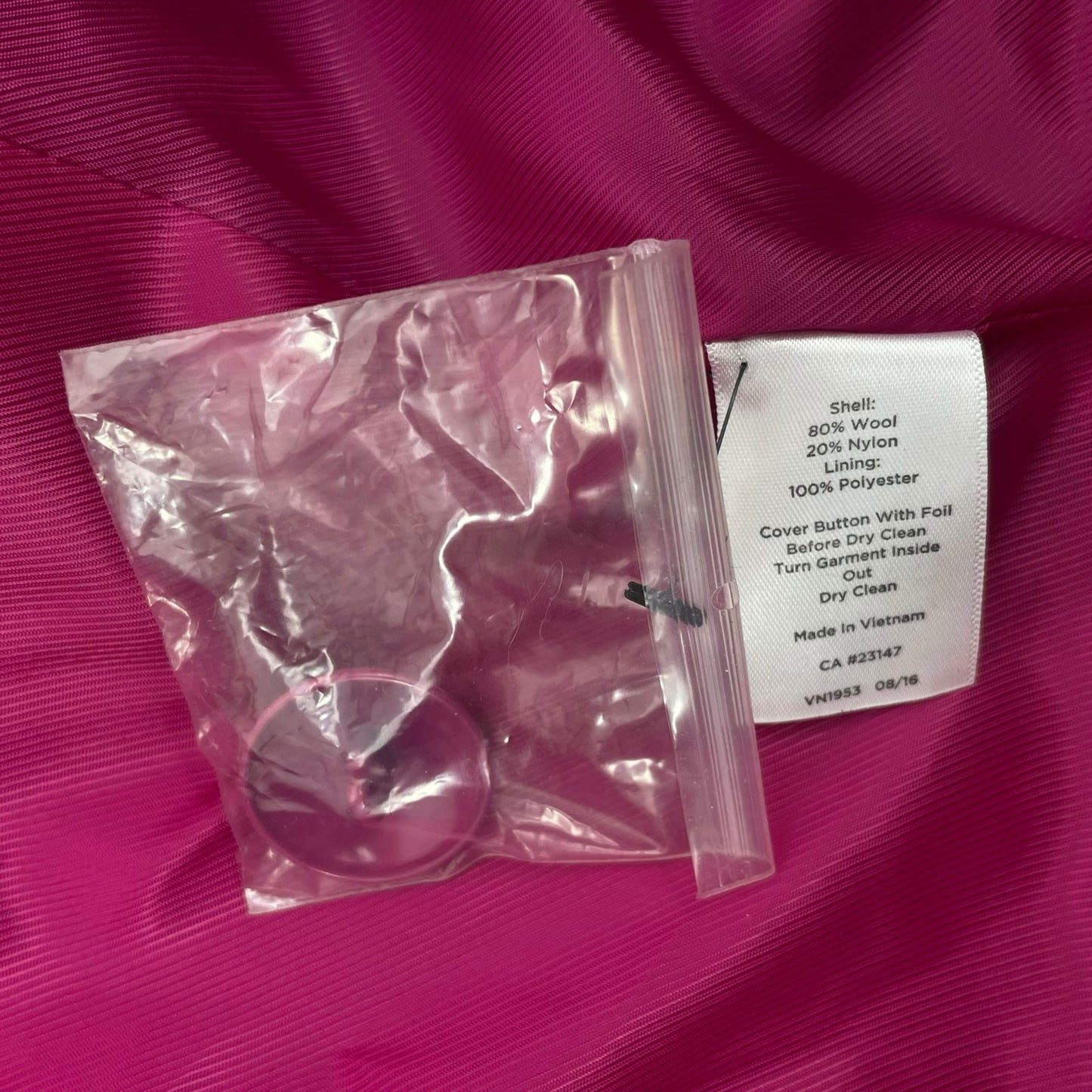 NEW Talbots Wool Blend Double Breasted Pea Coat Hot Pink Size 12