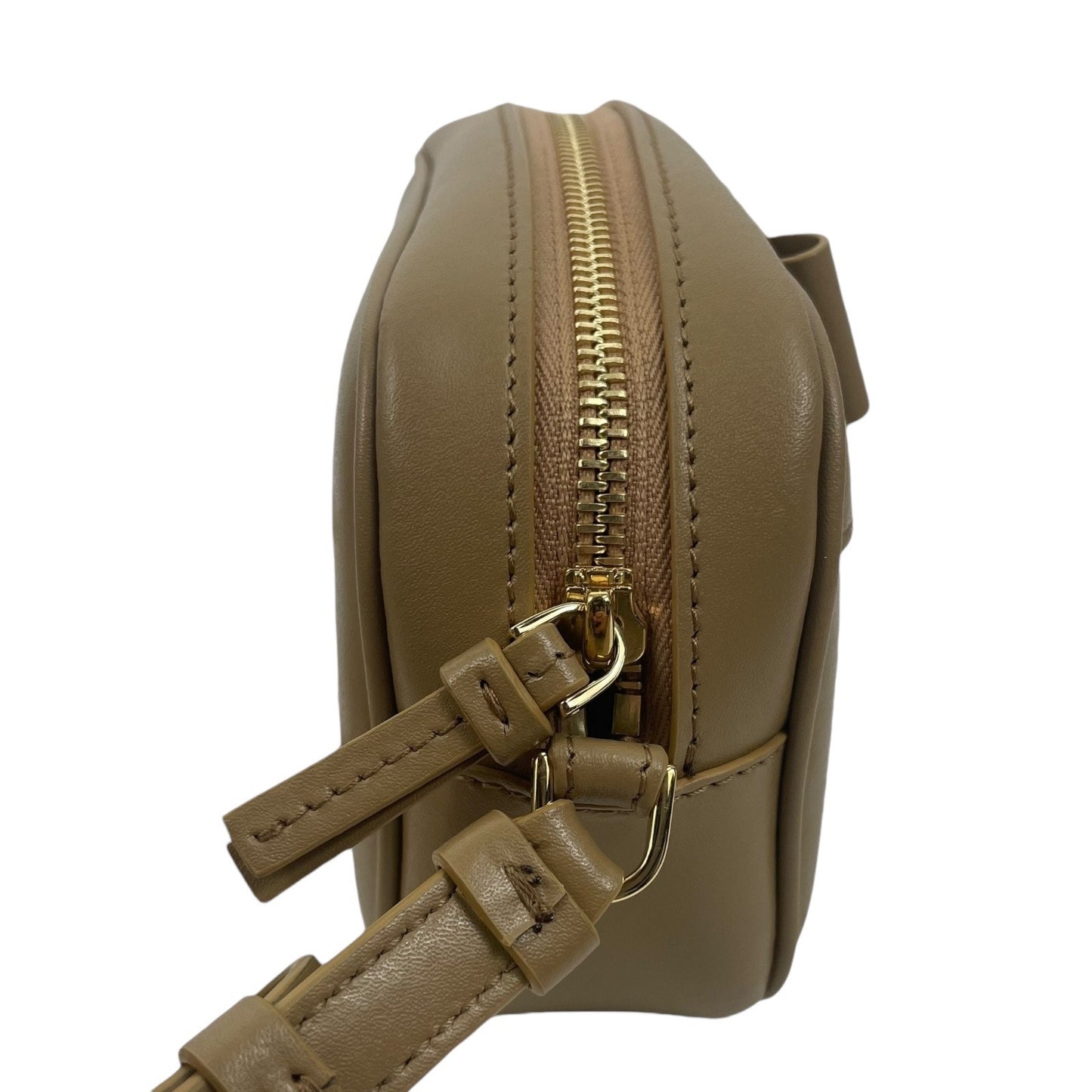 Salvatore Ferragamo Calfskin Vara Bow Crossbody Camera Bag Camel Tan