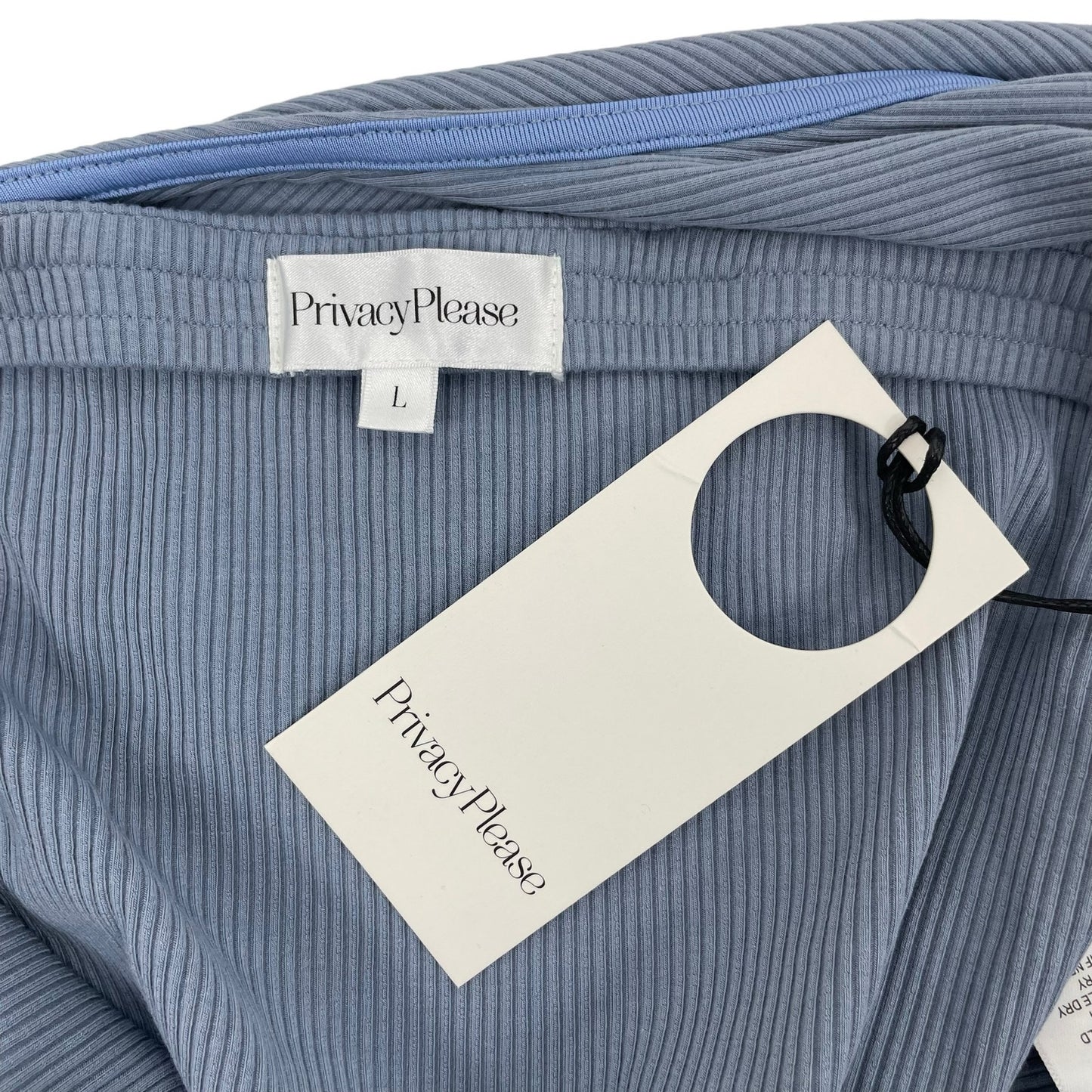 Privacy Please Waverly One Shoulder Crop Top Ruffle Blue Size L