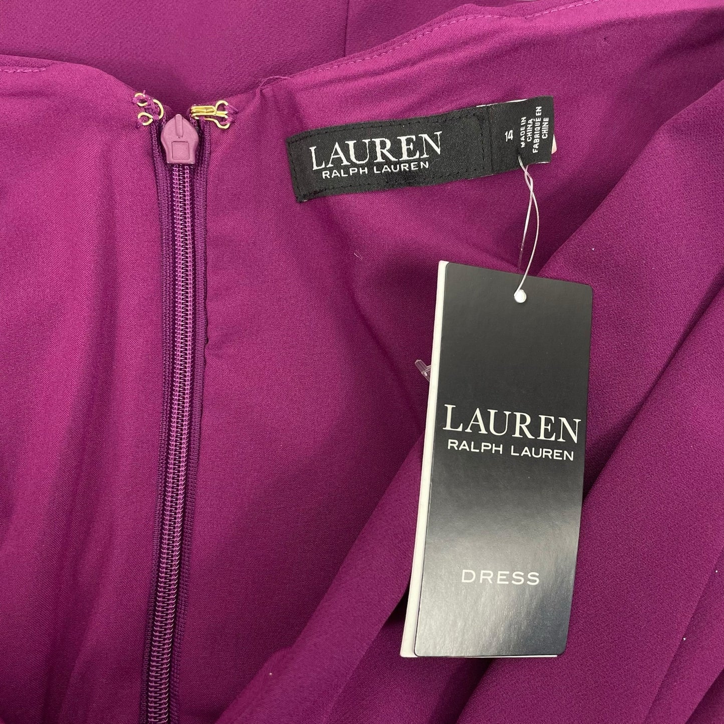 Lauren Ralph Lauren Crepe Off the Shoulder Cocktail Dress Plum Size 14