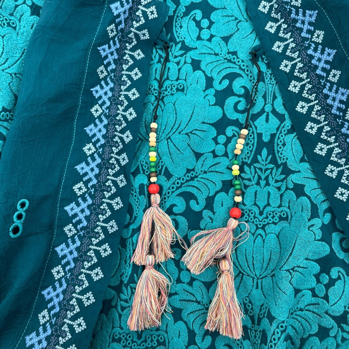 Johnny Was Bellamo Verona Kimono Jacket Embroidery Lakeside Blue Size S