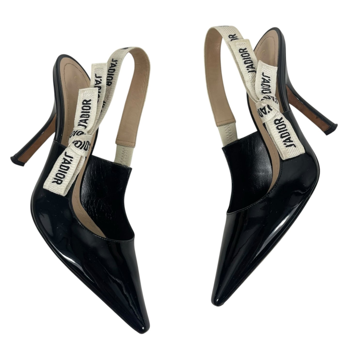 Christian Dior J'Adior 100 Slingback Pumps Patent Leather Black Size 39