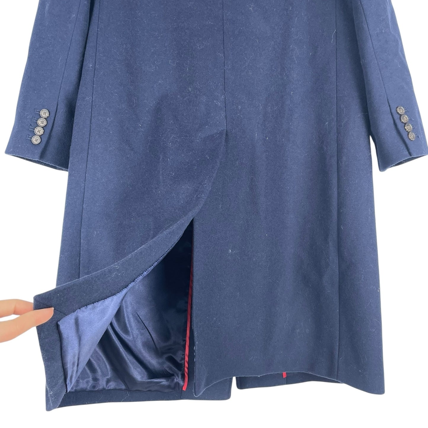 J. Crew Wool Cashmere Blend Double Breasted Top Coat Navy Blue Size 10