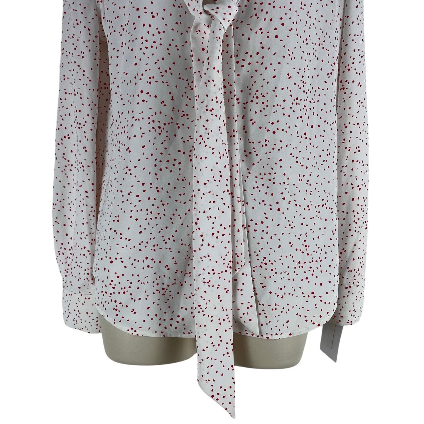 Equipment Haty Dot Printed Top Blouse Neck Tie White Red Size S