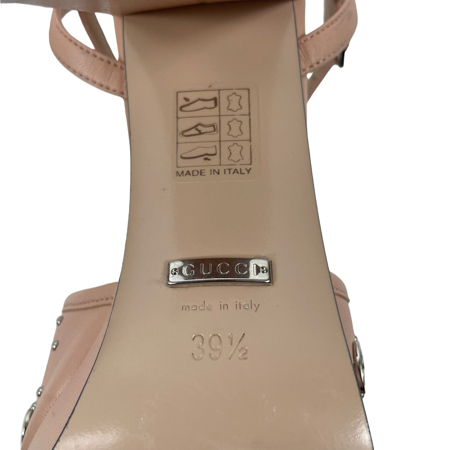 Gucci Malaga Kid Interlocking GG Studs 85mm Platform Sandal Pink Size 39.5