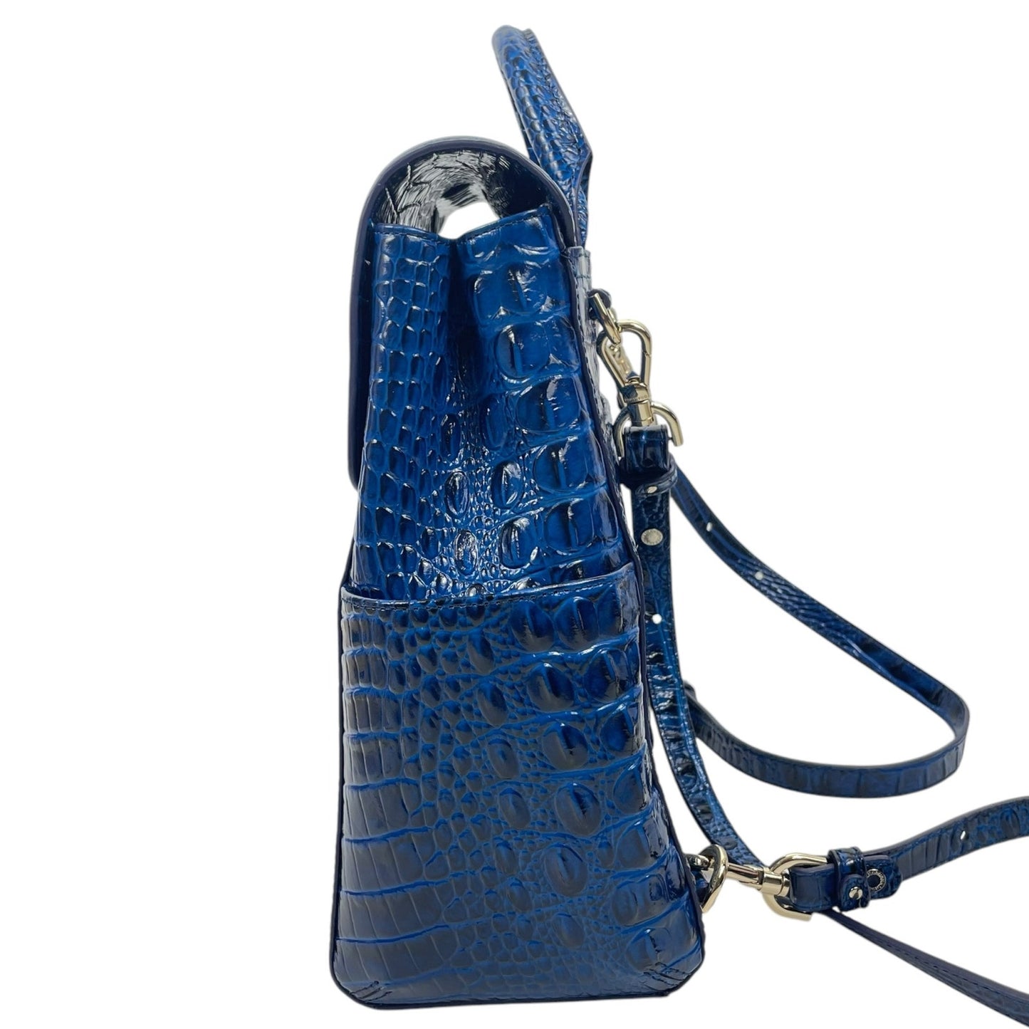 Brahmin Liz Sapphire Melbourne Convertible Backpack Croc Embossed Blue