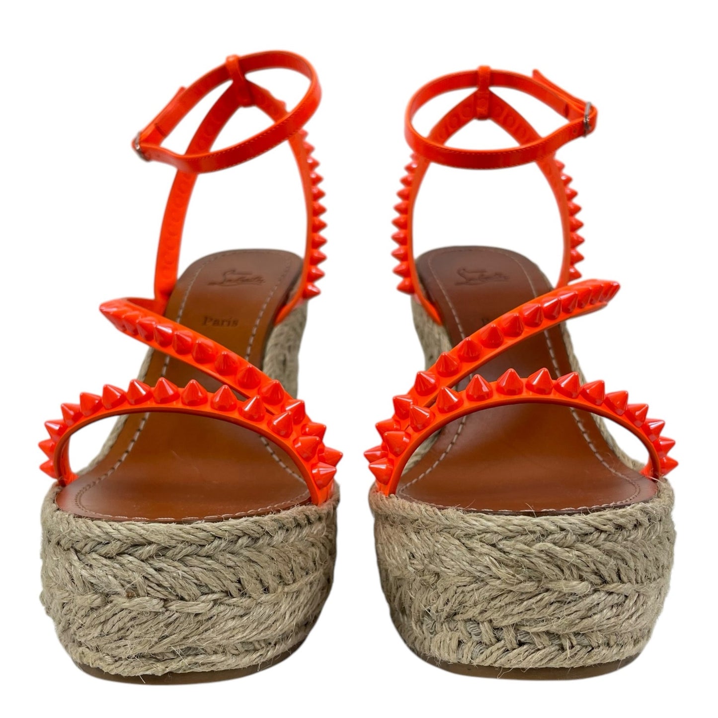 Christian Louboutin Mafaldina Zeppa 120 Wedge Sandal Orange Size 40