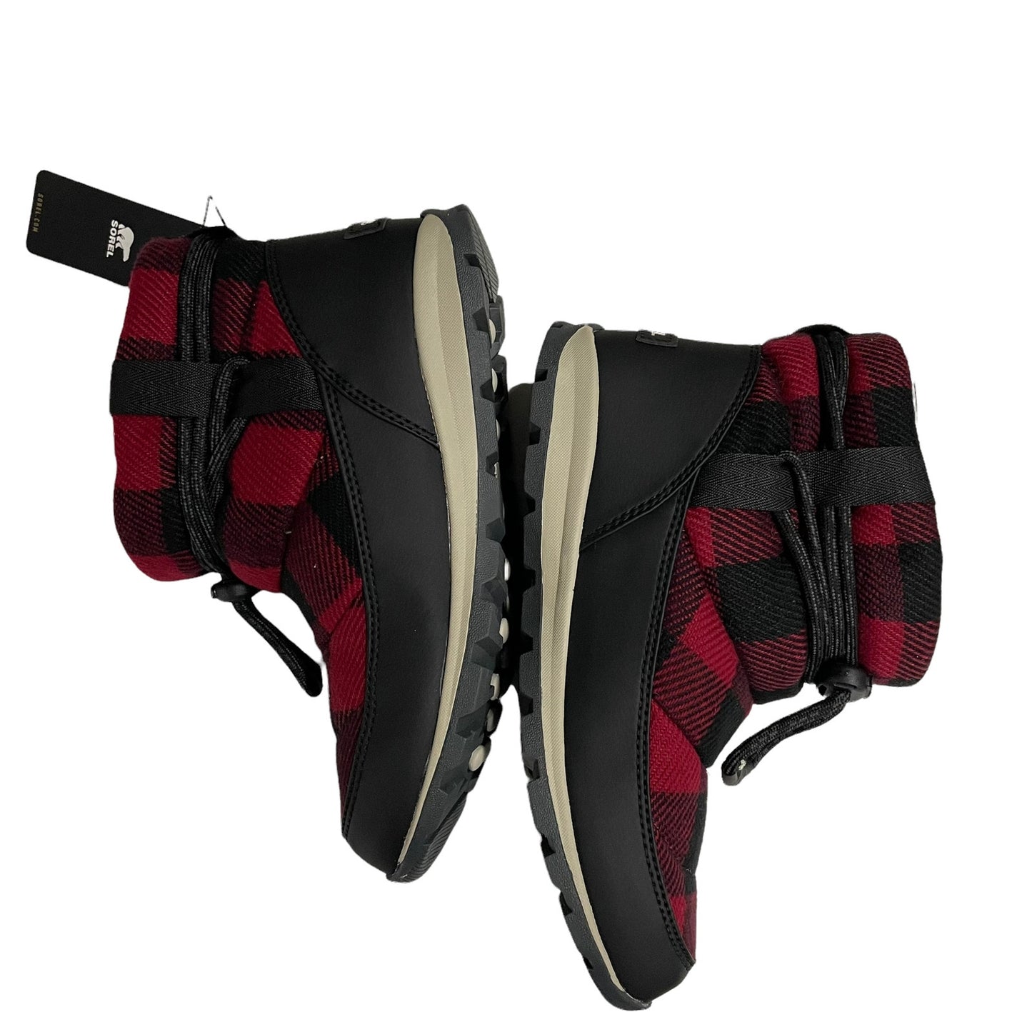 Sorel Whitney Plaid Waterproof Snow Boots Red Dahila Size 6.5