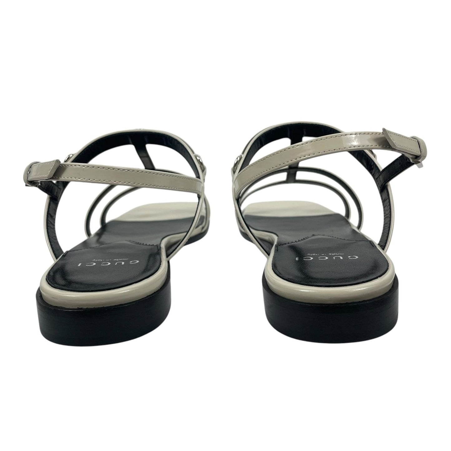 Gucci Divine Horsebit Patent Leather Slim Sandal Mystic White Size 40