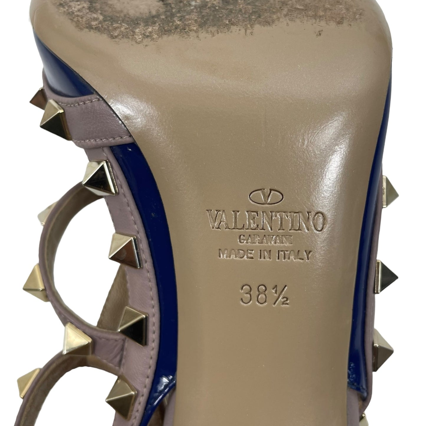 Valentino Garavani Rockstud 100mm Two Tone Caged Pump Blue Pink Size 38.5