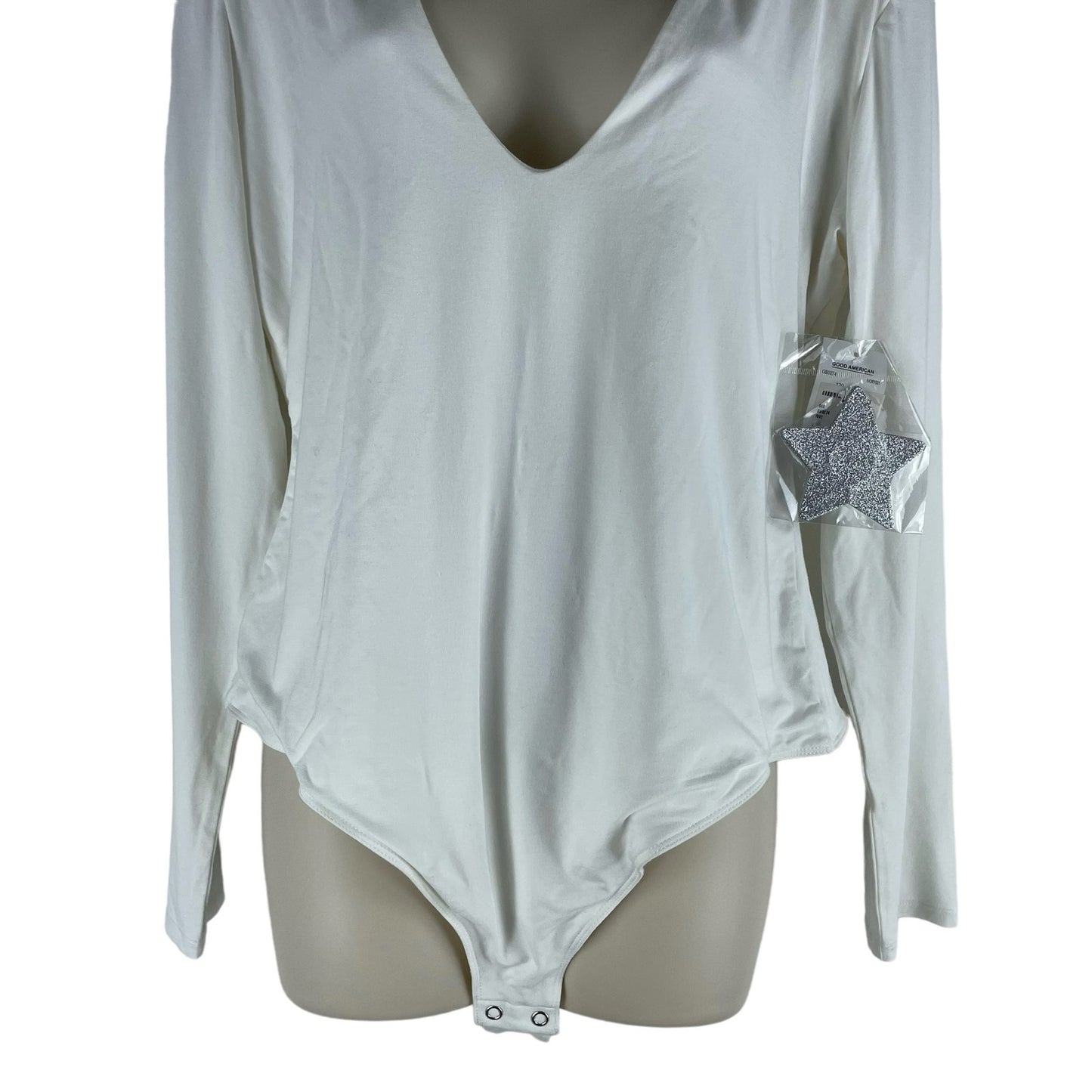 Good American Good Body Power Shoulder Bodysuit Ivory Size 5/ 2X