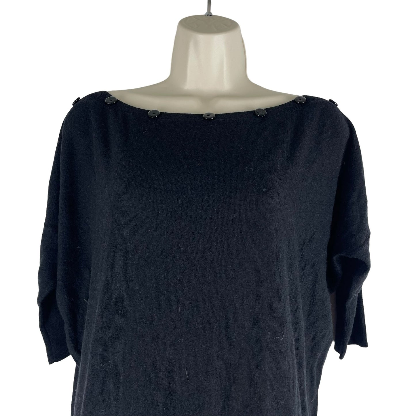 Magaschoni Silk Cashmere Blend Sweater Dress Pockets Soft Black Size S
