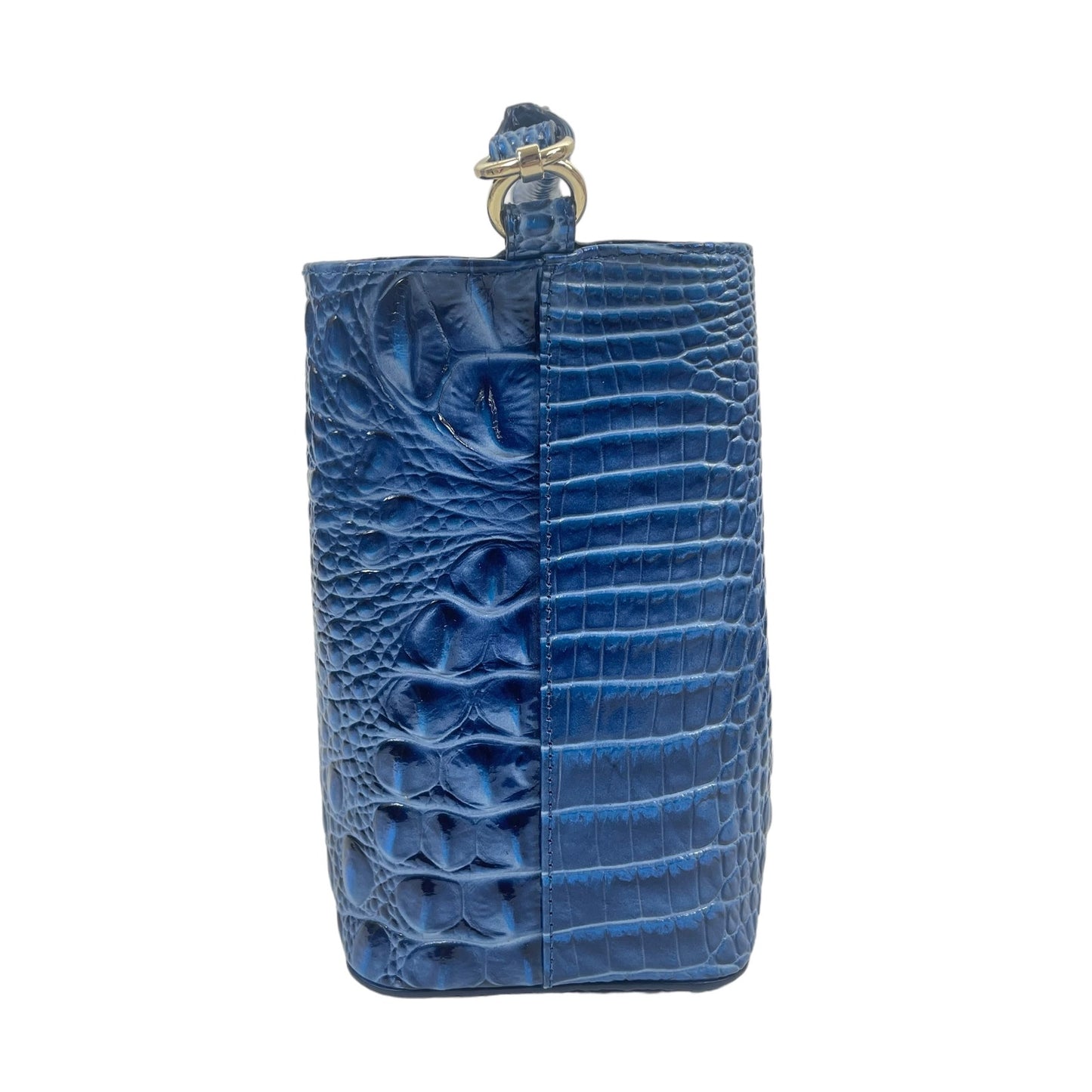 Brahmin Mini Amelia Bucket Bag Melbourne Croc Embossed Electric Blue