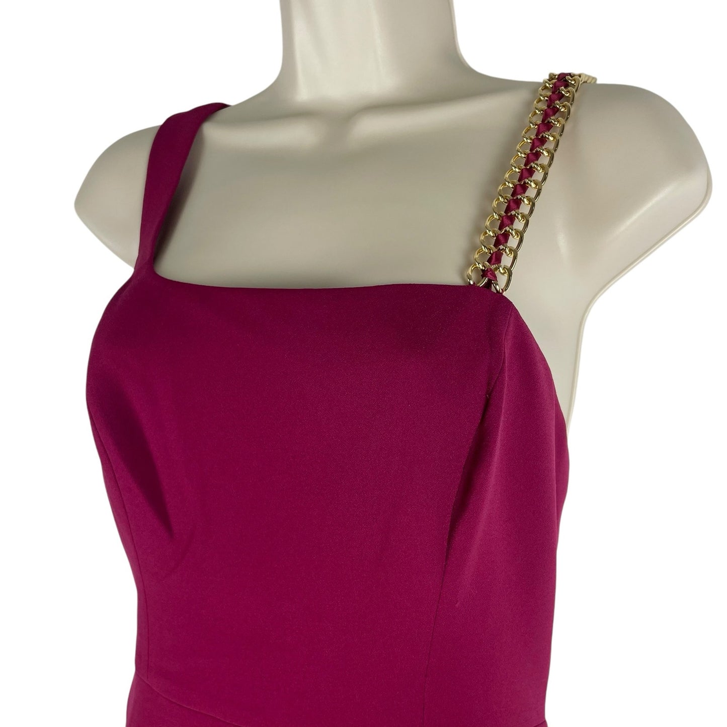 BCBGMaxAzria Gracie One Shoulder Chain Gown Column Dress Beet Size 2