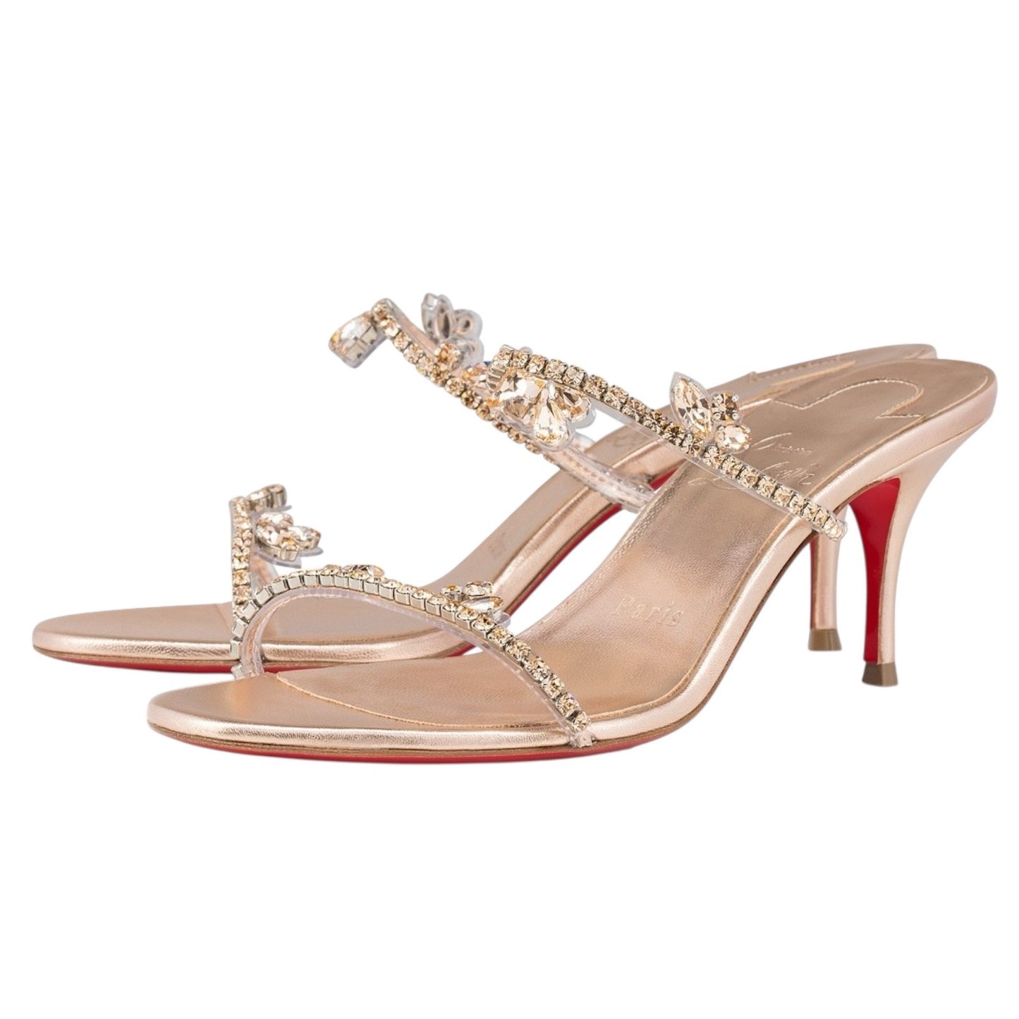 Christian Louboutin Just Queen 70 Crystal Mule Sandal Gold Size 38