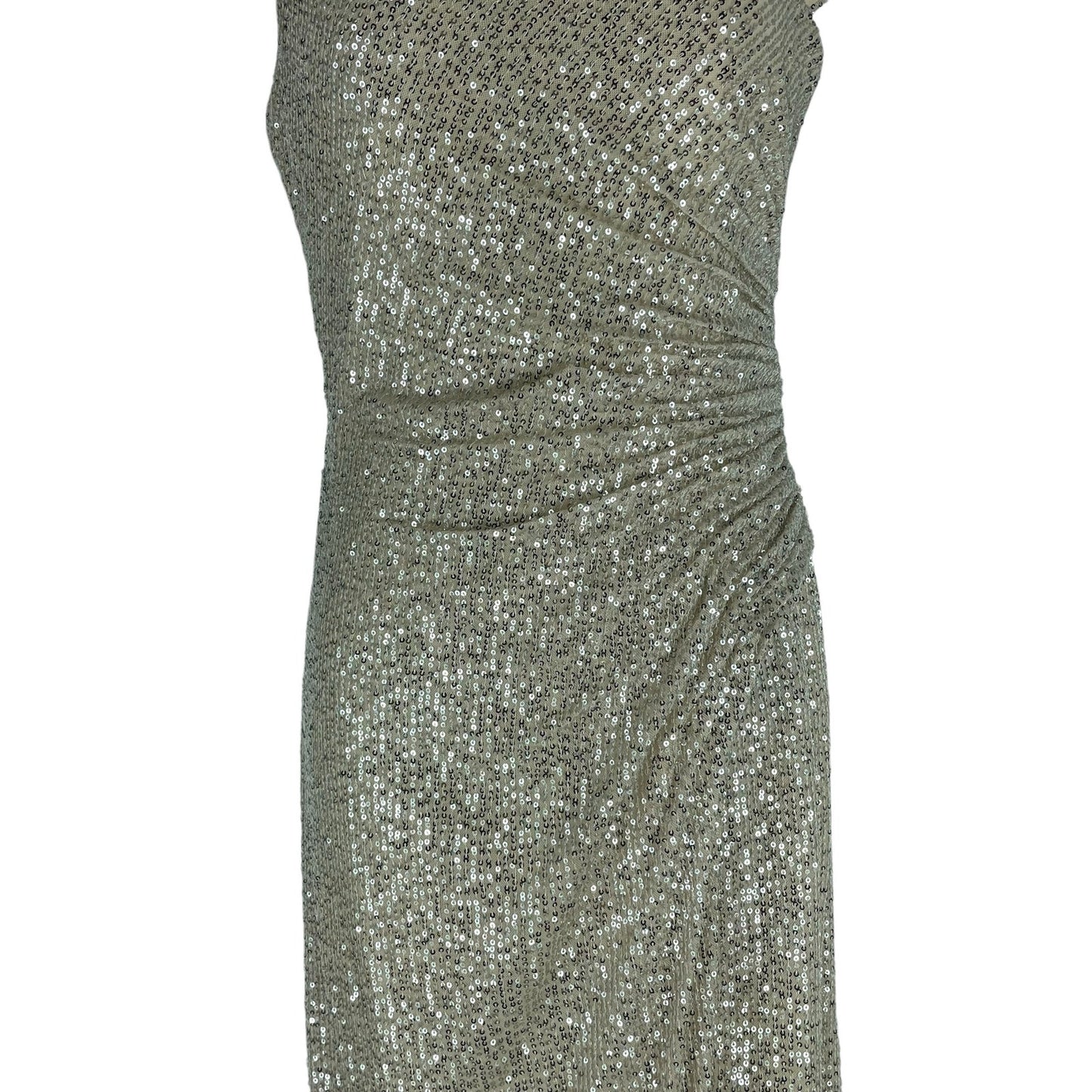 Ieena for Mac Duggal Sequined Drop Shoulder Evening Gown Nude Size 6