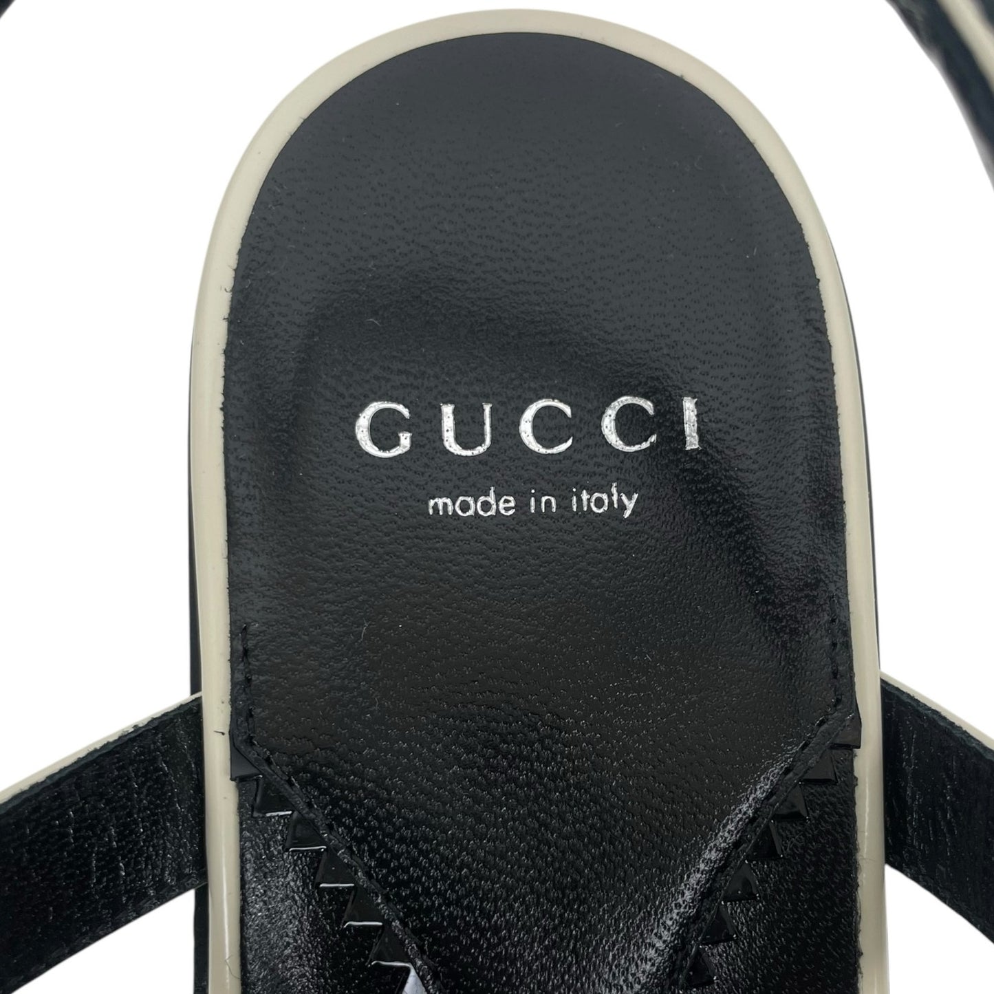 Gucci Divine Horsebit Patent Leather Slim Sandal Mystic White Size 40